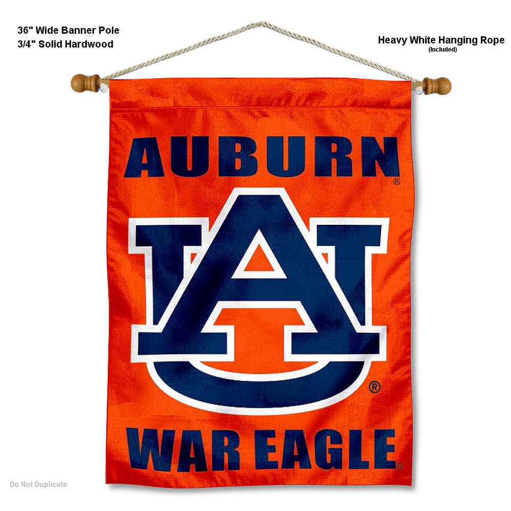 College Flags & Banners Co. Auburn War Eagle Banner Flag and Wood Banner Pole Set - Sports Collectibles, Sports Memorabilia, Sports Fan Shop, Sports Gifts