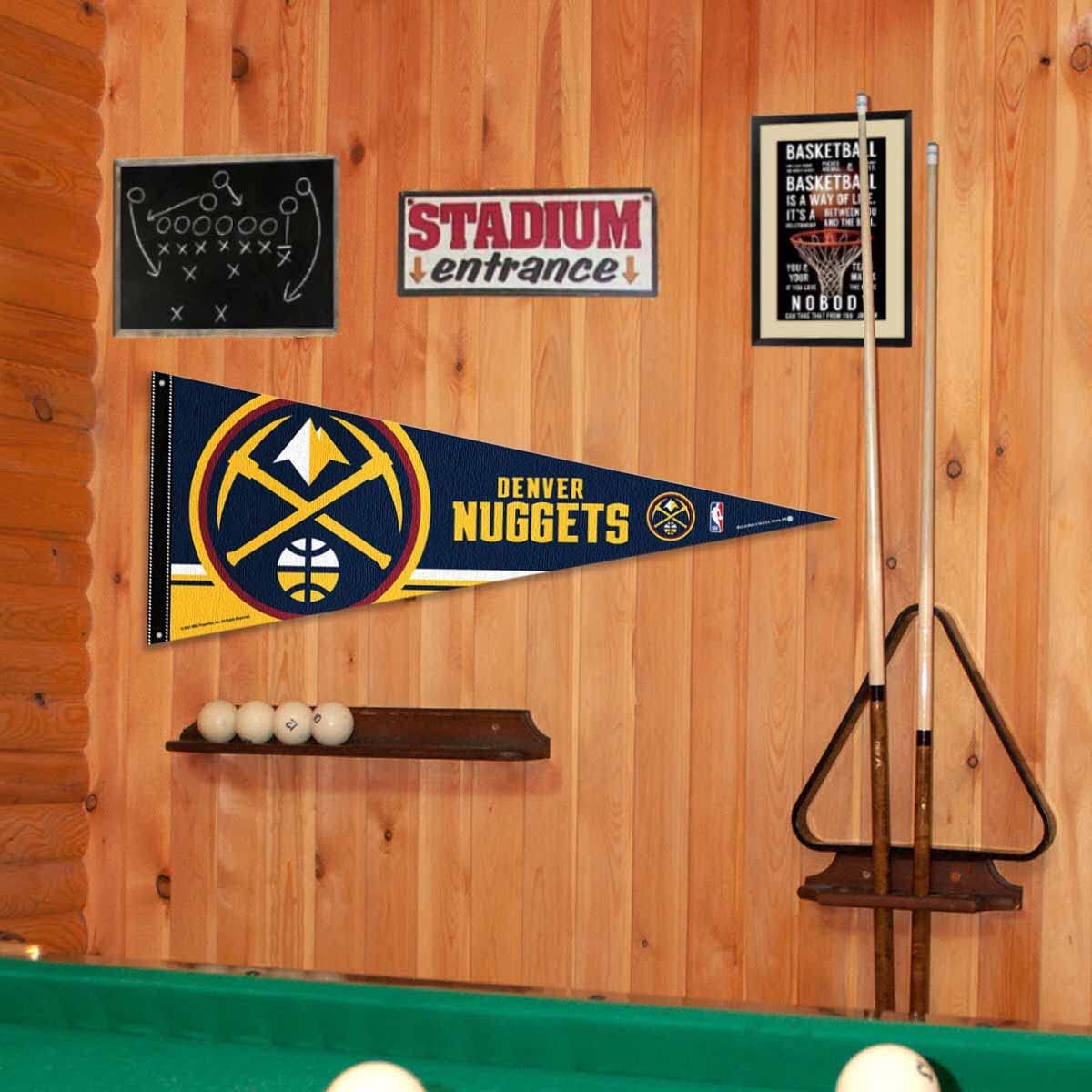 Denver Nuggets Pennant Flag and Wall Tack Pads Mounts - Sports Collectibles, Sports Memorabilia, Sports Fan Shop, Sports Gifts