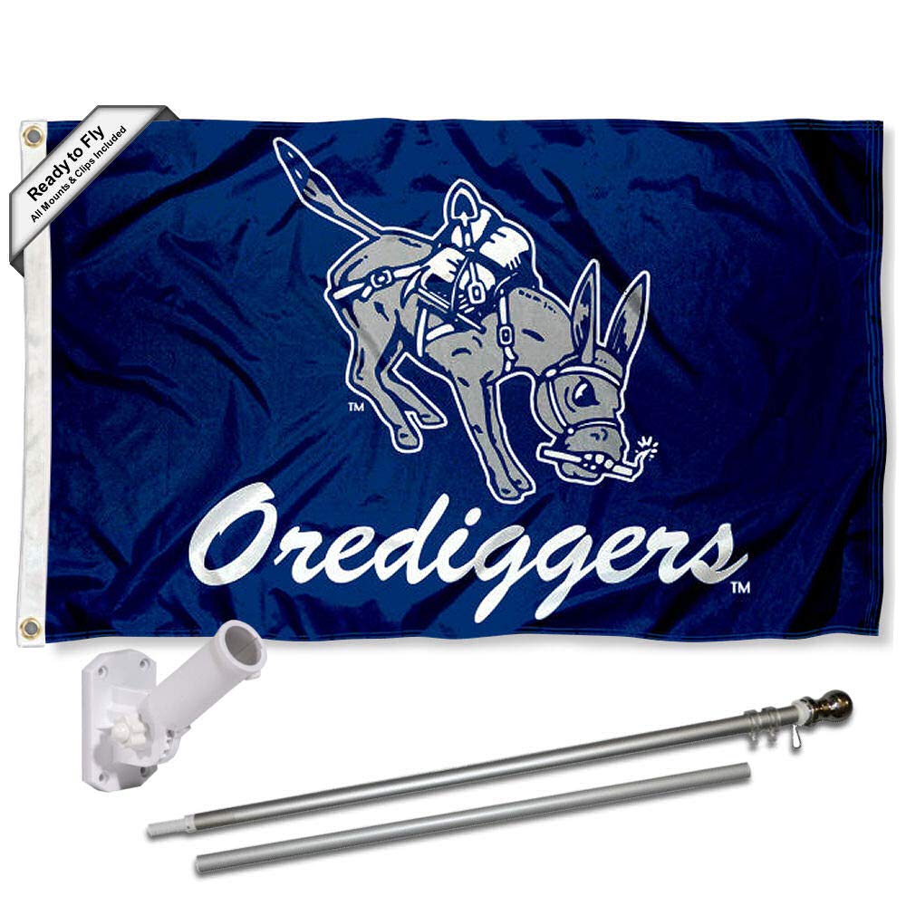 College Flags & Banners Co. Colorado School of Mines Orediggers Flag and Pole Bracket Mount Bundle - Sports Collectibles, Sports Memorabilia, Sports Fan Shop, Sports Gifts