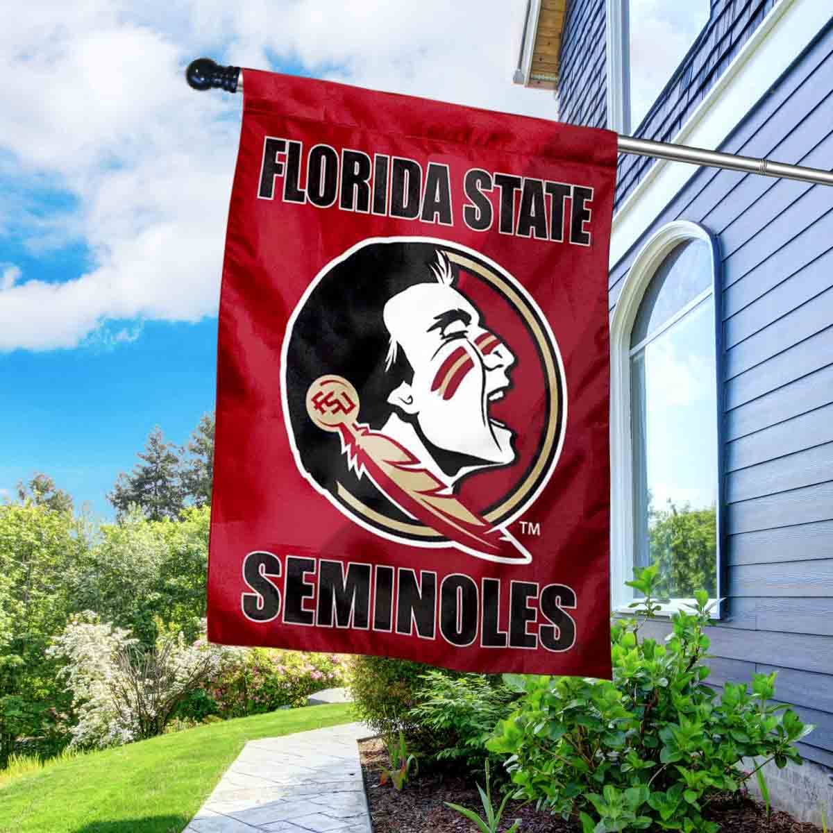 College Flags & Banners Co. Florida State University House Flag with Flag Pole Set - Sports Collectibles, Sports Memorabilia, Sports Fan Shop, Sports Gifts