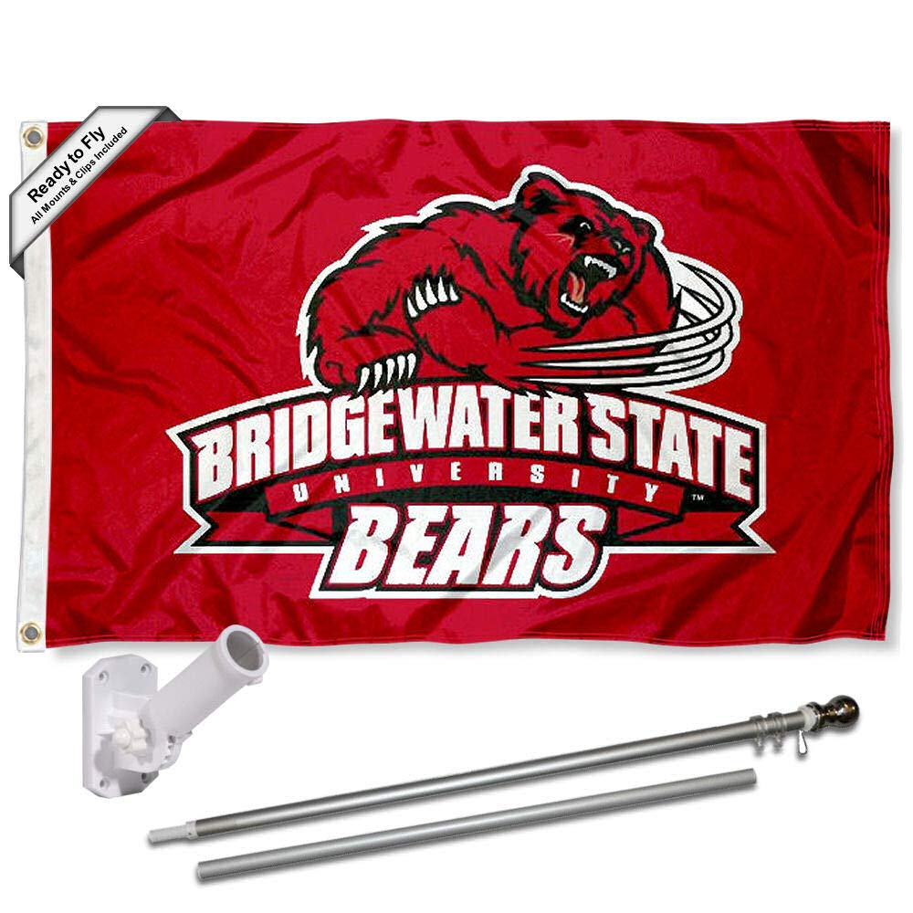 College Flags & Banners Co. Bridgewater State Bears Flag and Pole Bracket Mount Bundle - Sports Collectibles, Sports Memorabilia, Sports Fan Shop, Sports Gifts
