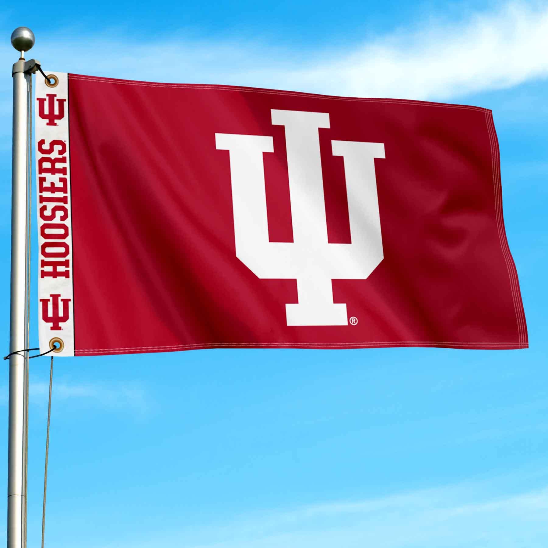 College Flags & Banners Co. Indiana Hoosiers Printed Header 3x5 Foot Banner Flag - Sports Collectibles, Sports Memorabilia, Sports Fan Shop, Sports Gifts