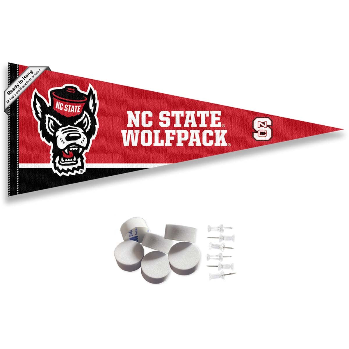 College Flags & Banners Co. North Carolina State Wolfpack Pennant Flag and Wall Tack Mount Pads - Sports Collectibles, Sports Memorabilia, Sports Fan Shop, Sports Gifts