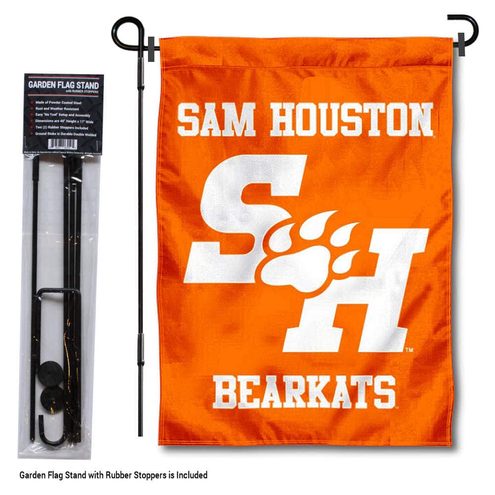 College Flags & Banners Co. Sam Houston State Bearkats Garden Flag with Pole Stand Holder - Sports Collectibles, Sports Memorabilia, Sports Fan Shop, Sports Gifts