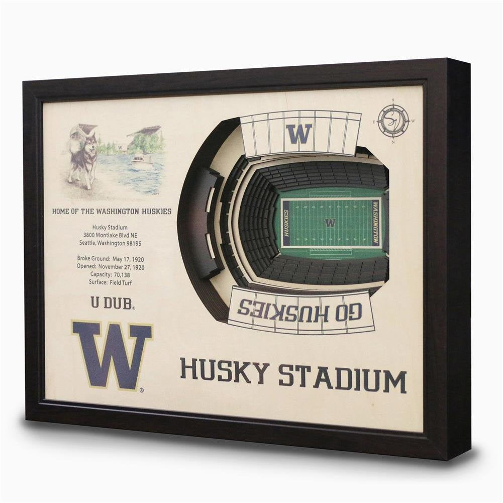 YouTheFan NCAA Washington Huskies 25-Layer StadiumViews 3D Wall Art - Husky Stadium , Brown - Sports Collectibles, Sports Memorabilia, Sports Fan Shop, Sports Gifts