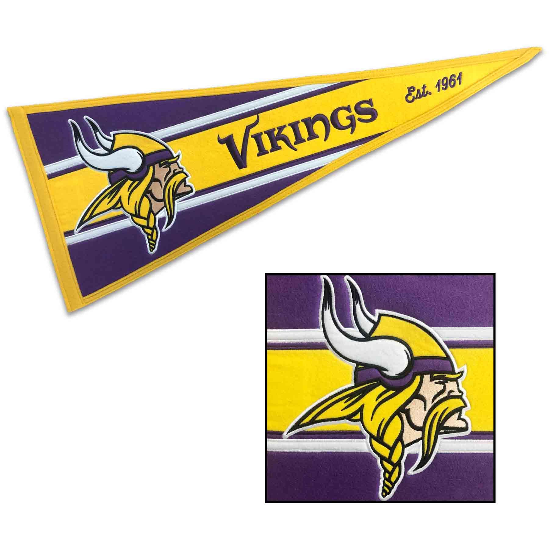 WinCraft Minnesota Vikings Embroidered and Sewn Pennant - Sports Collectibles, Sports Memorabilia, Sports Fan Shop, Sports Gifts