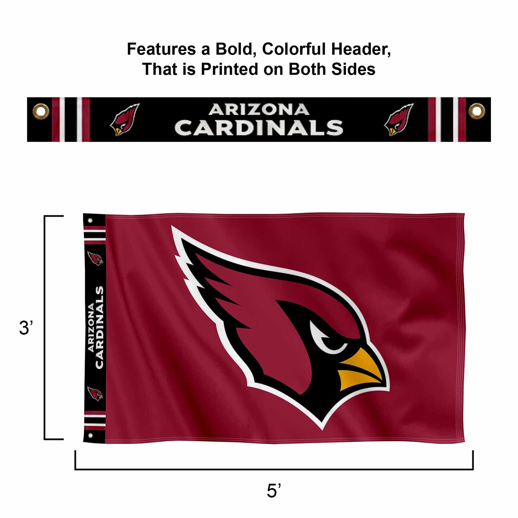 WinCraft Arizona Cardinals Printed Header 3x5 Foot Banner Flag - Sports Collectibles, Sports Memorabilia, Sports Fan Shop, Sports Gifts