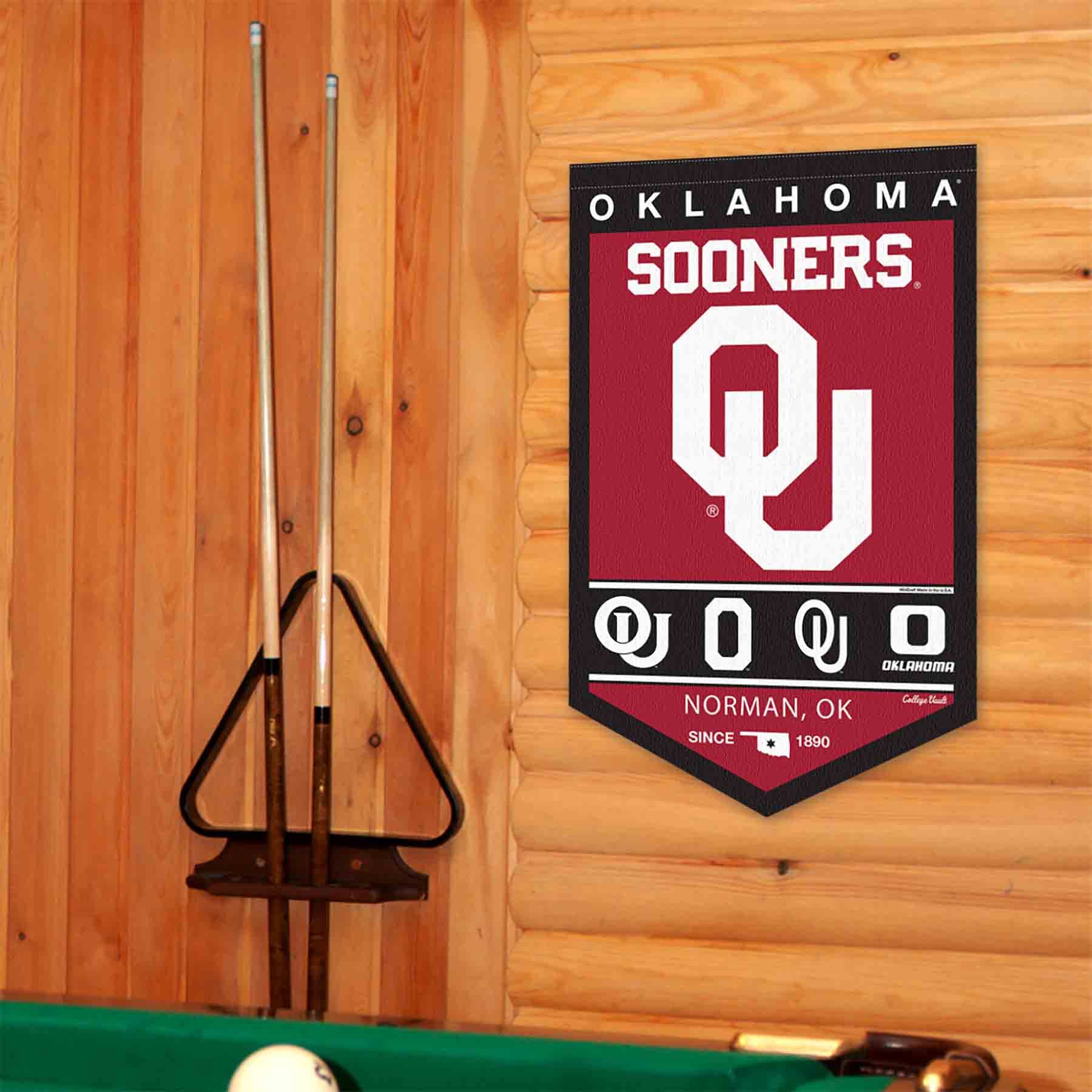 College Flags & Banners Co. Oklahoma Sooners Heritage History Banner Pennant - Sports Collectibles, Sports Memorabilia, Sports Fan Shop, Sports Gifts