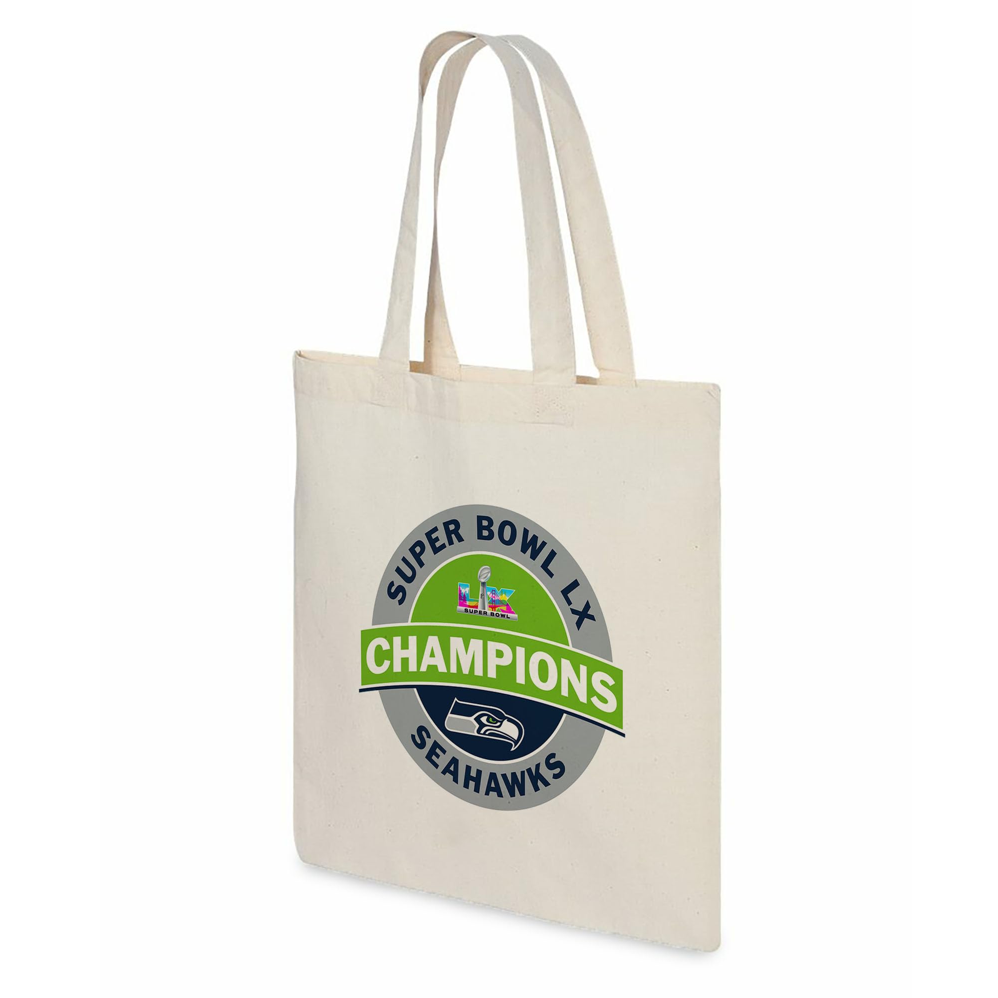 Northwest NFL Super Bowl 2026 Seattle Seahawks Champs Mission Canvas Tote Bag, 14 x 15 in - Sports Gifts, Sports Memorabilia, Sports Collectibles, Fan Shop