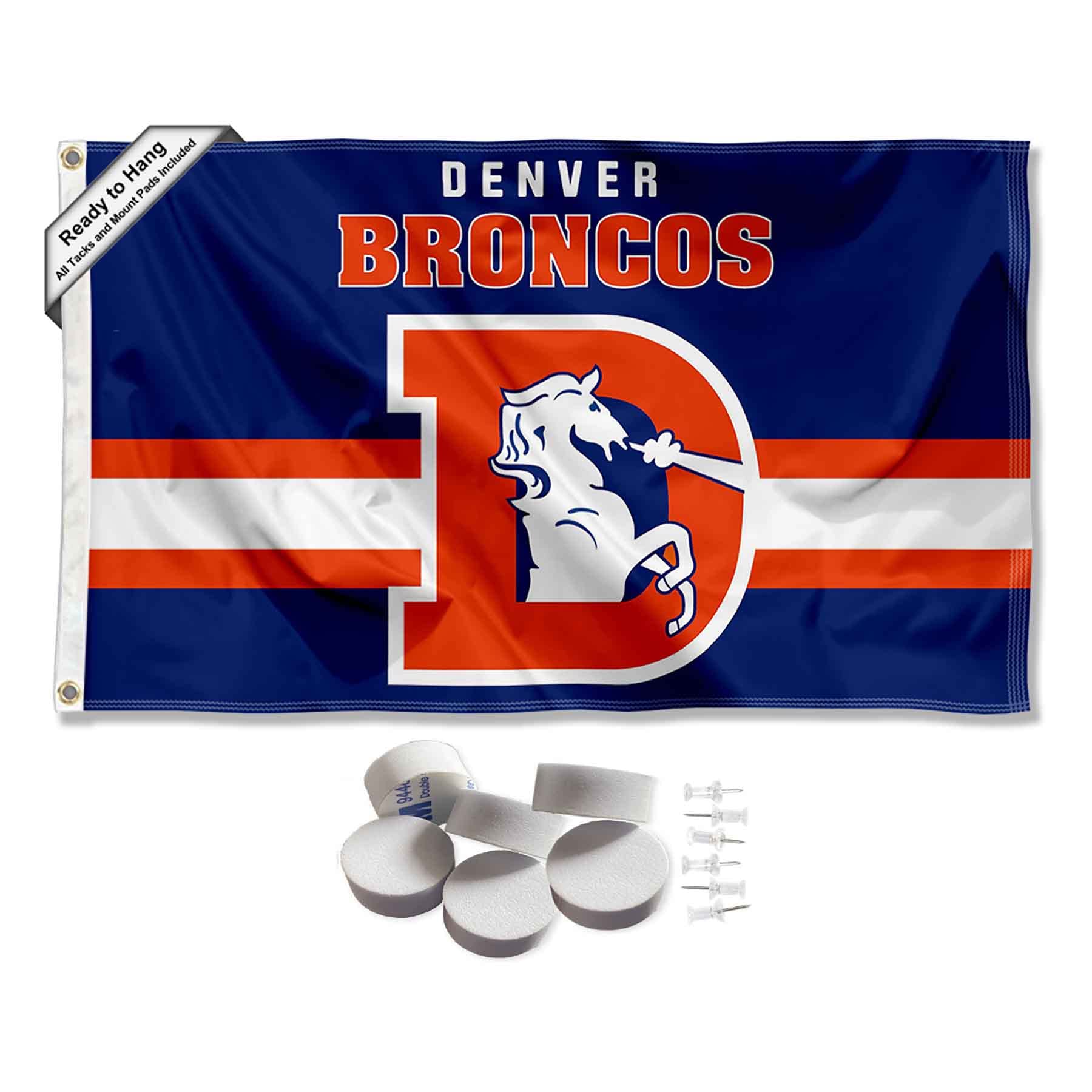 Denver Broncos Throwback Retro Vintage Banner and Tapestry Wall Tack Pads - Sports Collectibles, Sports Memorabilia, Sports Fan Shop, Sports Gifts