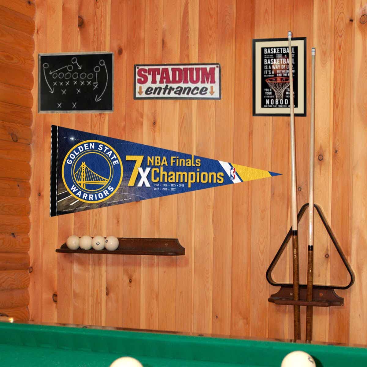 WinCraft Golden State Warriors 7 Time Champions Pennant Flag - Sports Collectibles, Sports Memorabilia, Sports Fan Shop, Sports Gifts