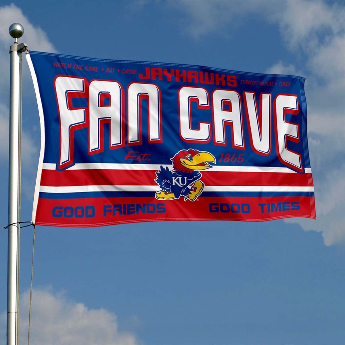 Kansas Jayhawks Fan Man Cave Banner Flag - Sports Collectibles, Sports Memorabilia, Sports Fan Shop, Sports Gifts