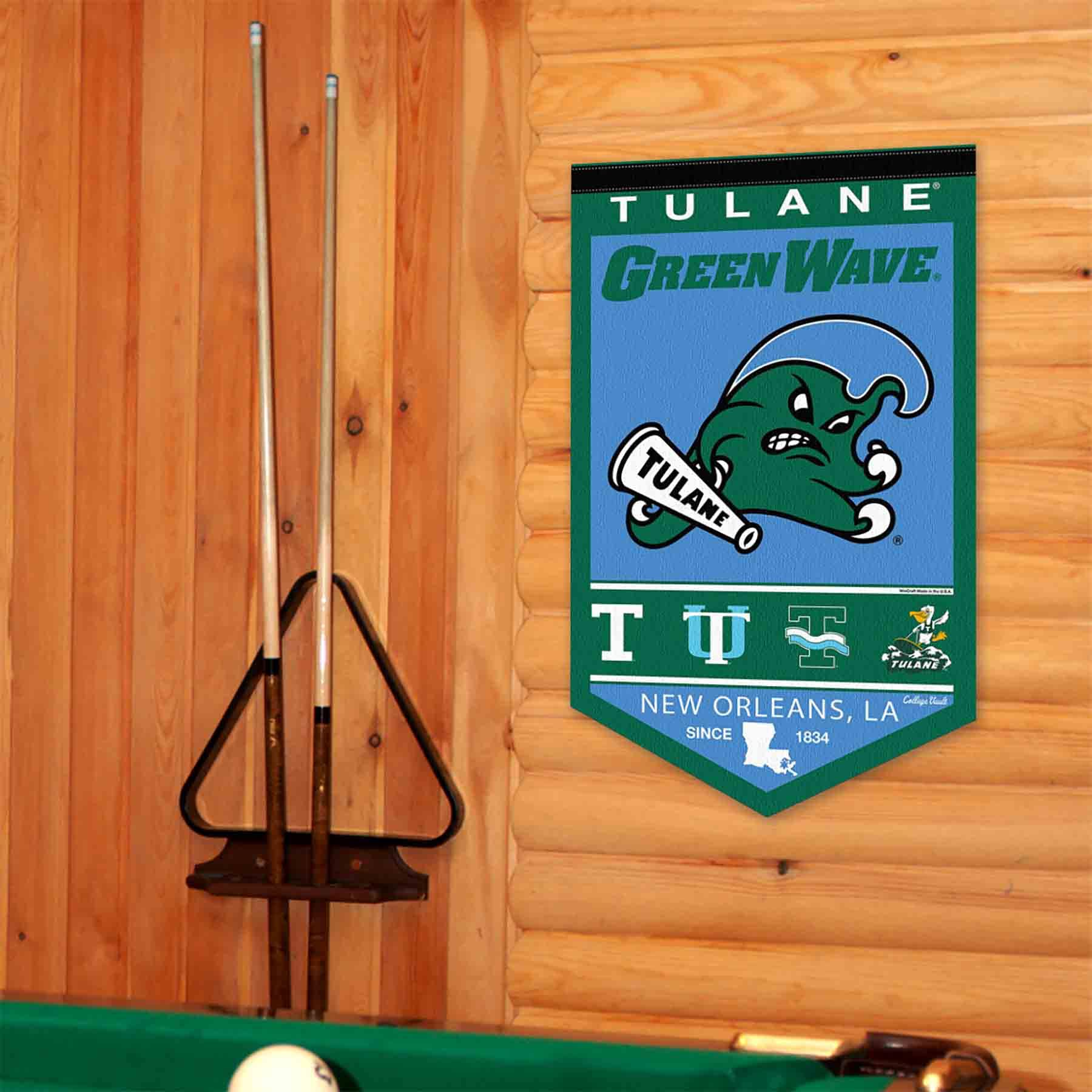 College Flags & Banners Co. Tulane Green Wave Heritage History Banner Pennant - Sports Collectibles, Sports Memorabilia, Sports Fan Shop, Sports Gifts
