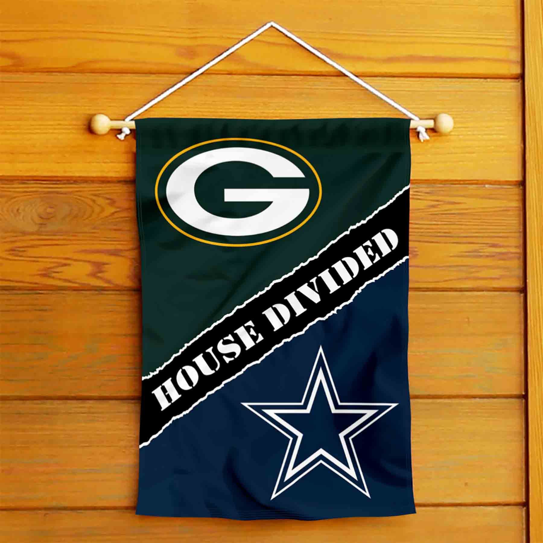 WinCraft House Divided Packers and Cowboys Double Sided Garden Flag - Sports Collectibles, Sports Memorabilia, Sports Fan Shop, Sports Gifts