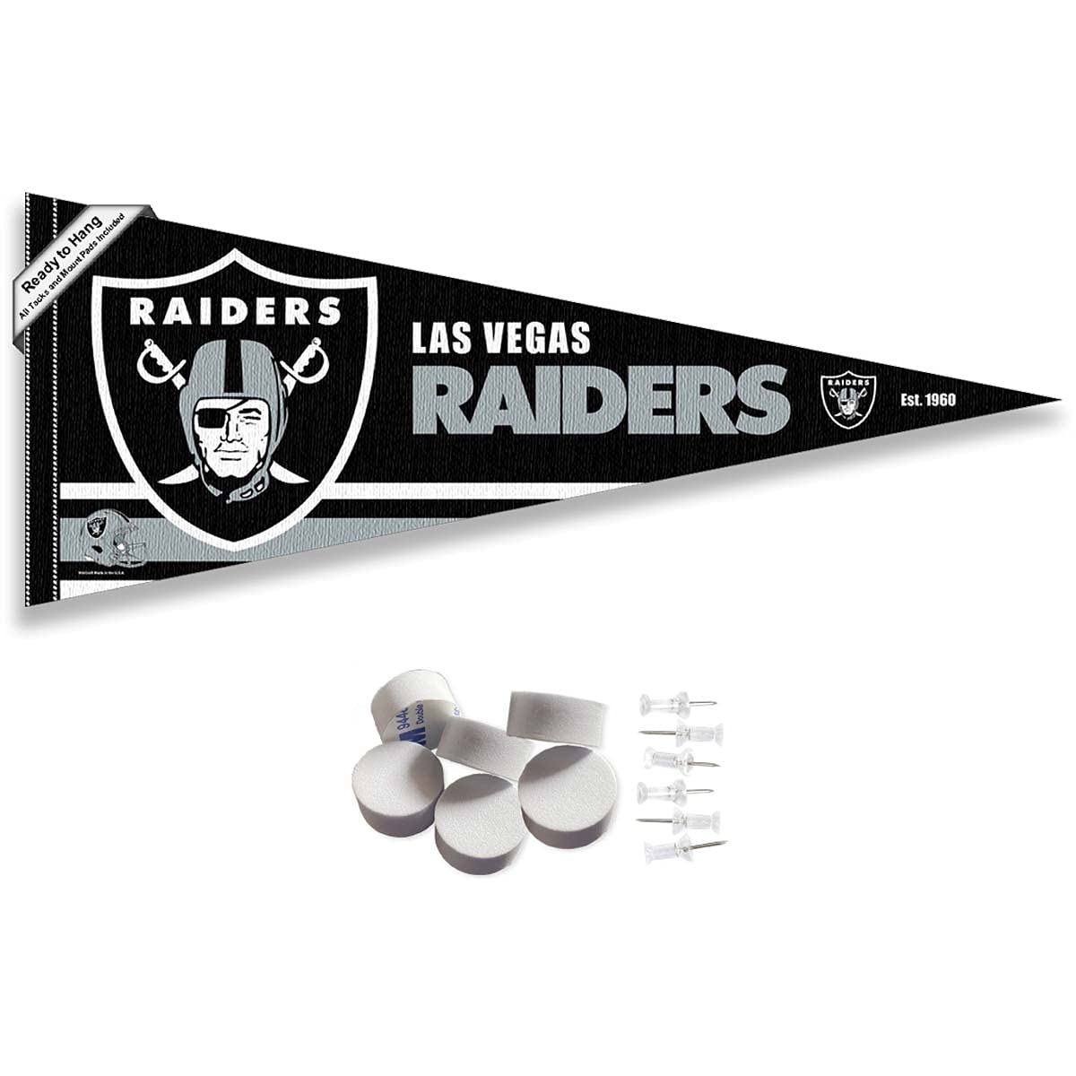 Las Vegas Raiders Pennant Banner and Wall Tack Pads - Sports Collectibles, Sports Memorabilia, Sports Fan Shop, Sports Gifts
