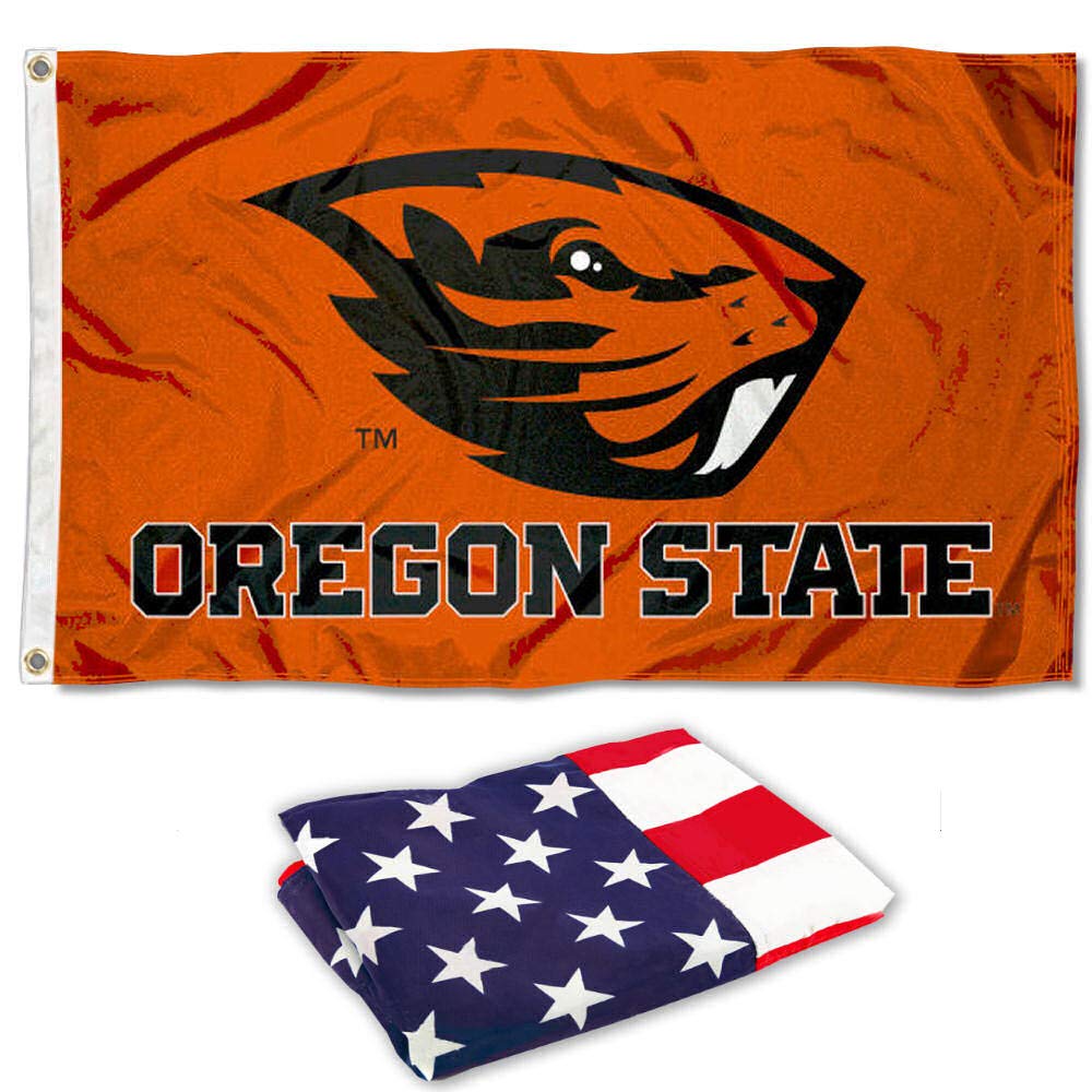 College Flags & Banners Co. Oregon State University Beavers and USA Flag 3x5 Set - Sports Collectibles, Sports Memorabilia, Sports Fan Shop, Sports Gifts