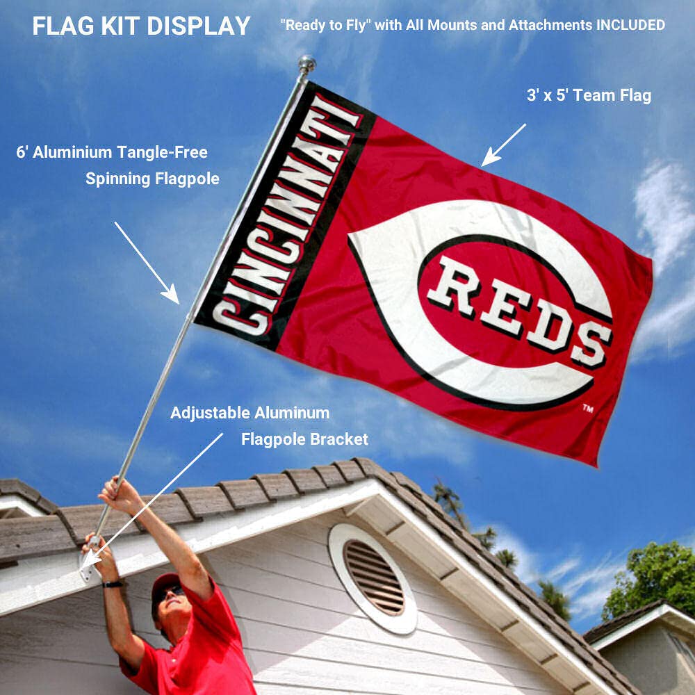 Cincinnati Reds Flag Pole and Bracket Set - Sports Collectibles, Sports Memorabilia, Sports Fan Shop, Sports Gifts
