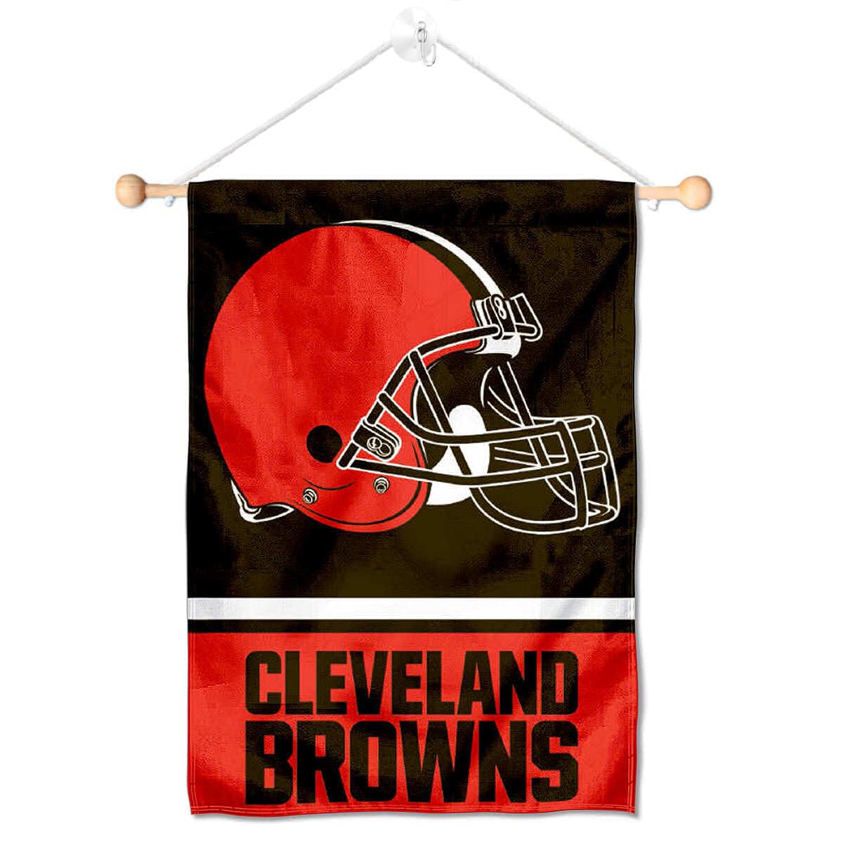 Cleveland Browns Banner Window Wall Hanging Flag with Suction Cup - Sports Collectibles, Sports Memorabilia, Sports Fan Shop, Sports Gifts