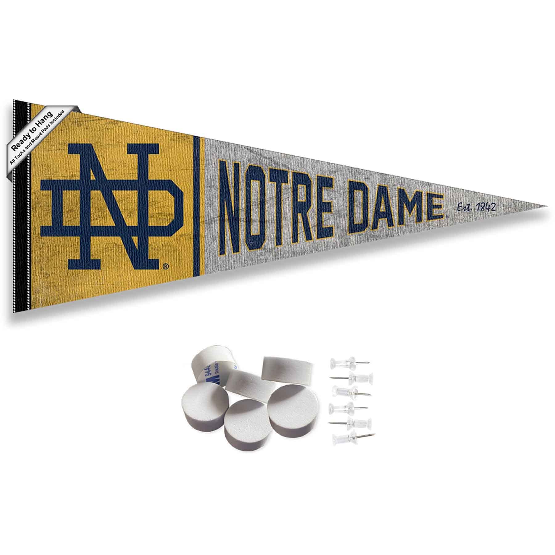 College Flags & Banners Co. Irish Retro Throwback Vintage Pennant Flag and Wall Tack Mount Pads - Sports Collectibles, Sports Memorabilia, Sports Fan Shop, Sports Gifts