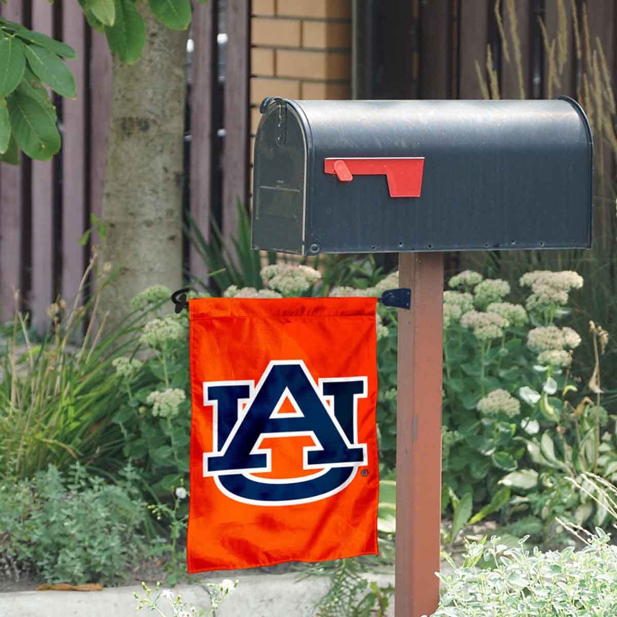 College Flags & Banners Co. Auburn University Orange Garden Flag and Mailbox Post Pole Mount Holder Set - Sports Collectibles, Sports Memorabilia, Sports Fan Shop, Sports Gifts