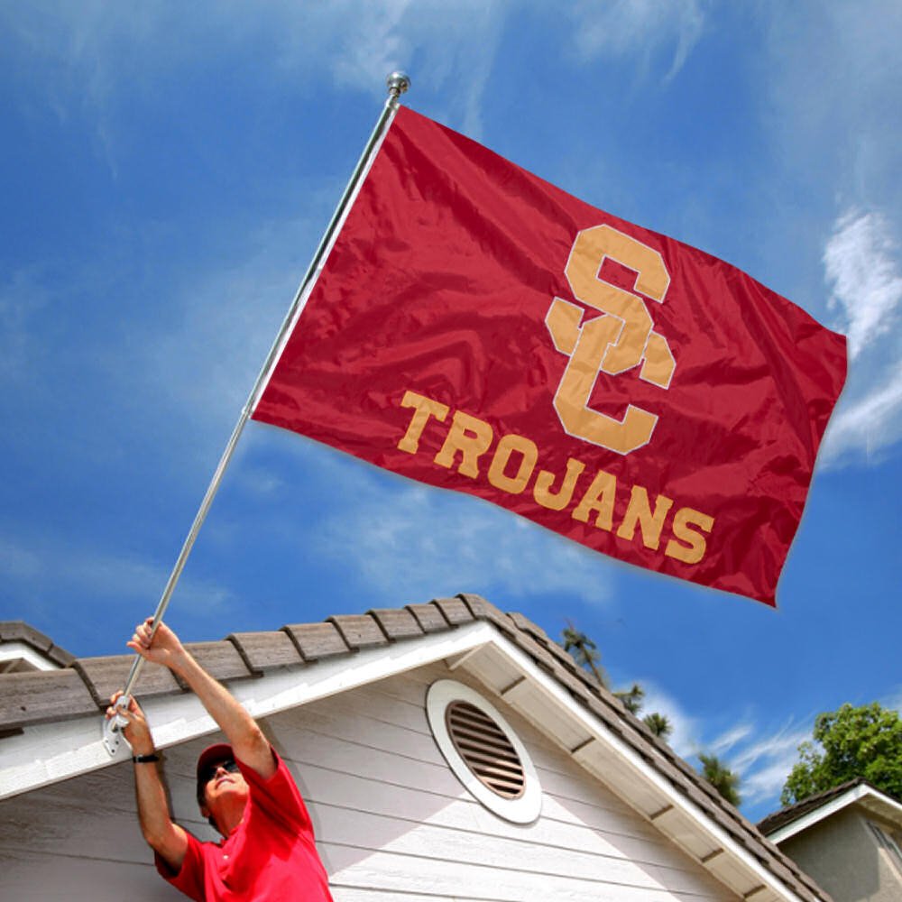 College Flags & Banners Co. USC Trojans Embroidered and Stitched Nylon Flag - Sports Collectibles, Sports Memorabilia, Sports Fan Shop, Sports Gifts
