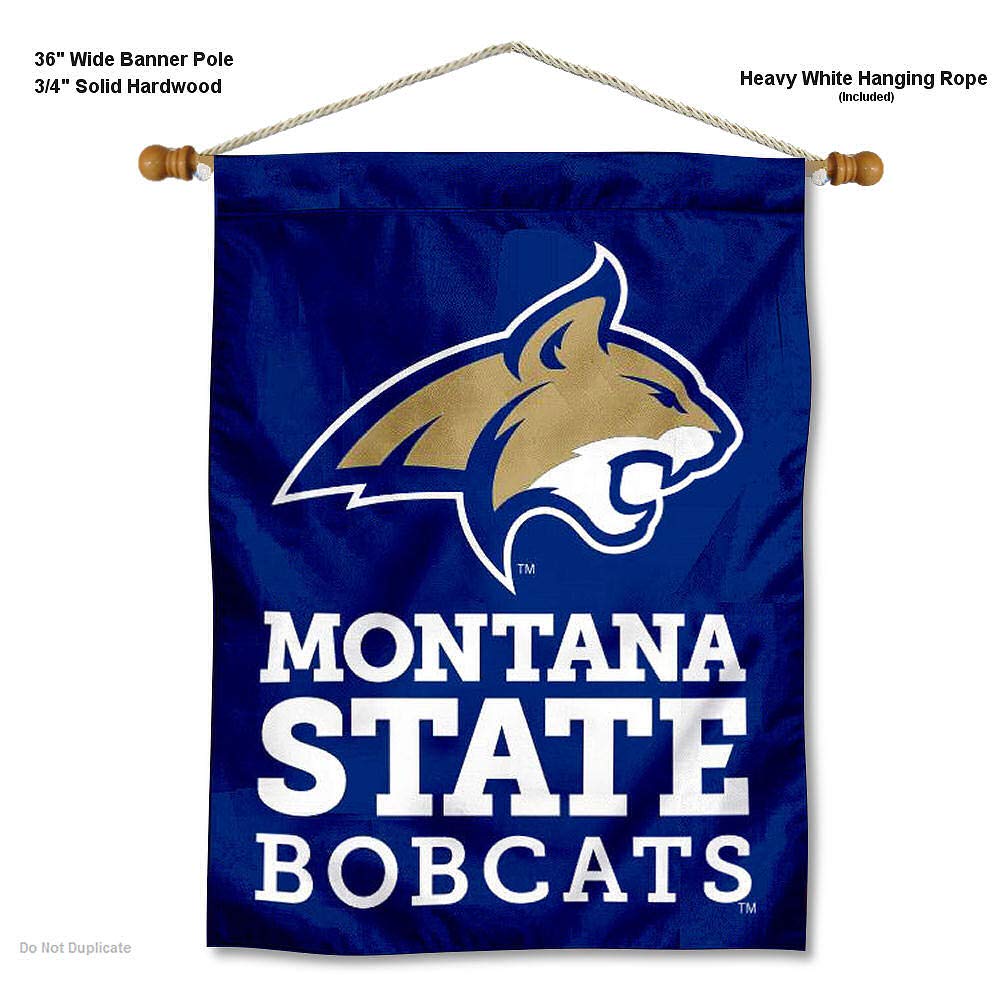 College Flags & Banners Co. Montana State University Banner Flag and Wood Banner Pole Set - Sports Collectibles, Sports Memorabilia, Sports Fan Shop, Sports Gifts