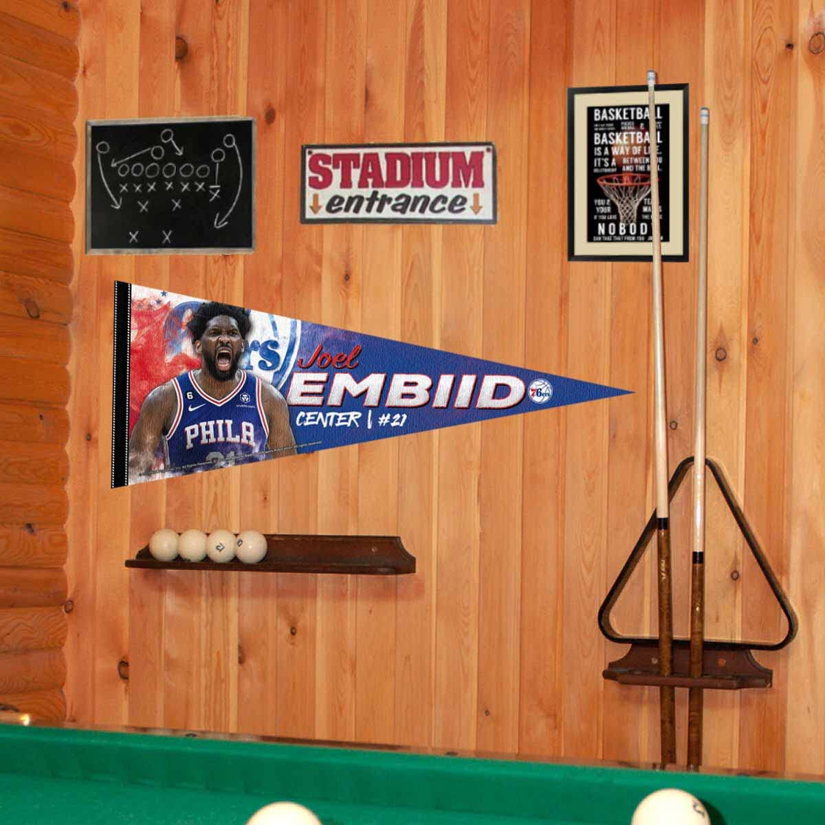 WinCraft Philadelphia 76ers Embiid Pennant Flag - Sports Collectibles, Sports Memorabilia, Sports Fan Shop, Sports Gifts