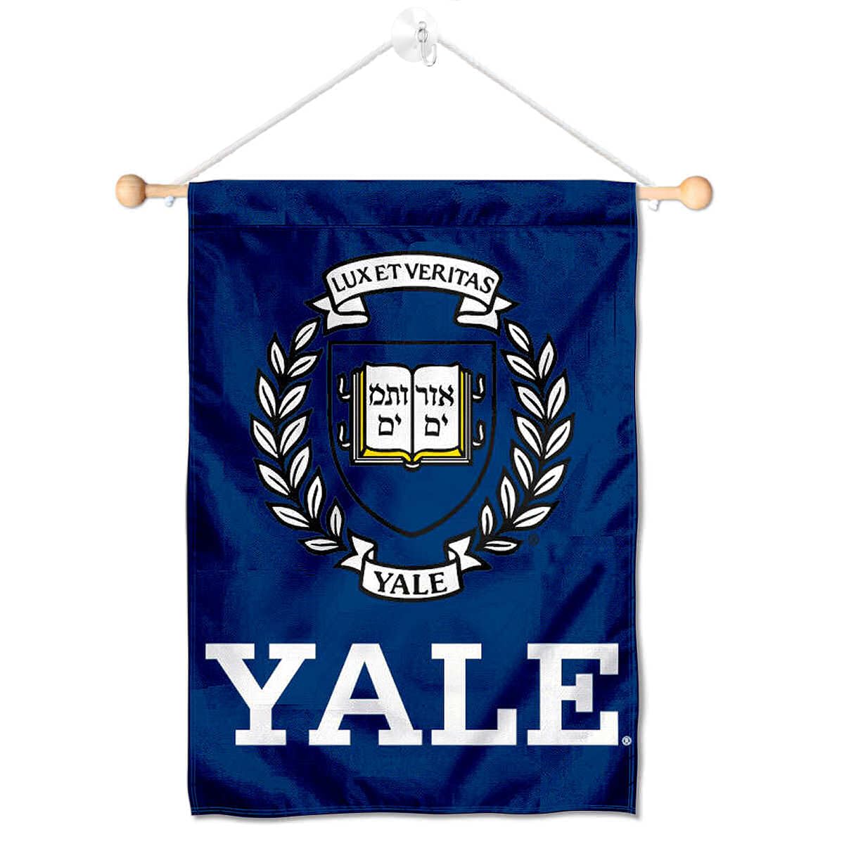 College Flags & Banners Co. Yale Bulldogs Window Wall Banner Hanging Flag with Suction Cup - Sports Collectibles, Sports Memorabilia, Sports Fan Shop, Sports Gifts