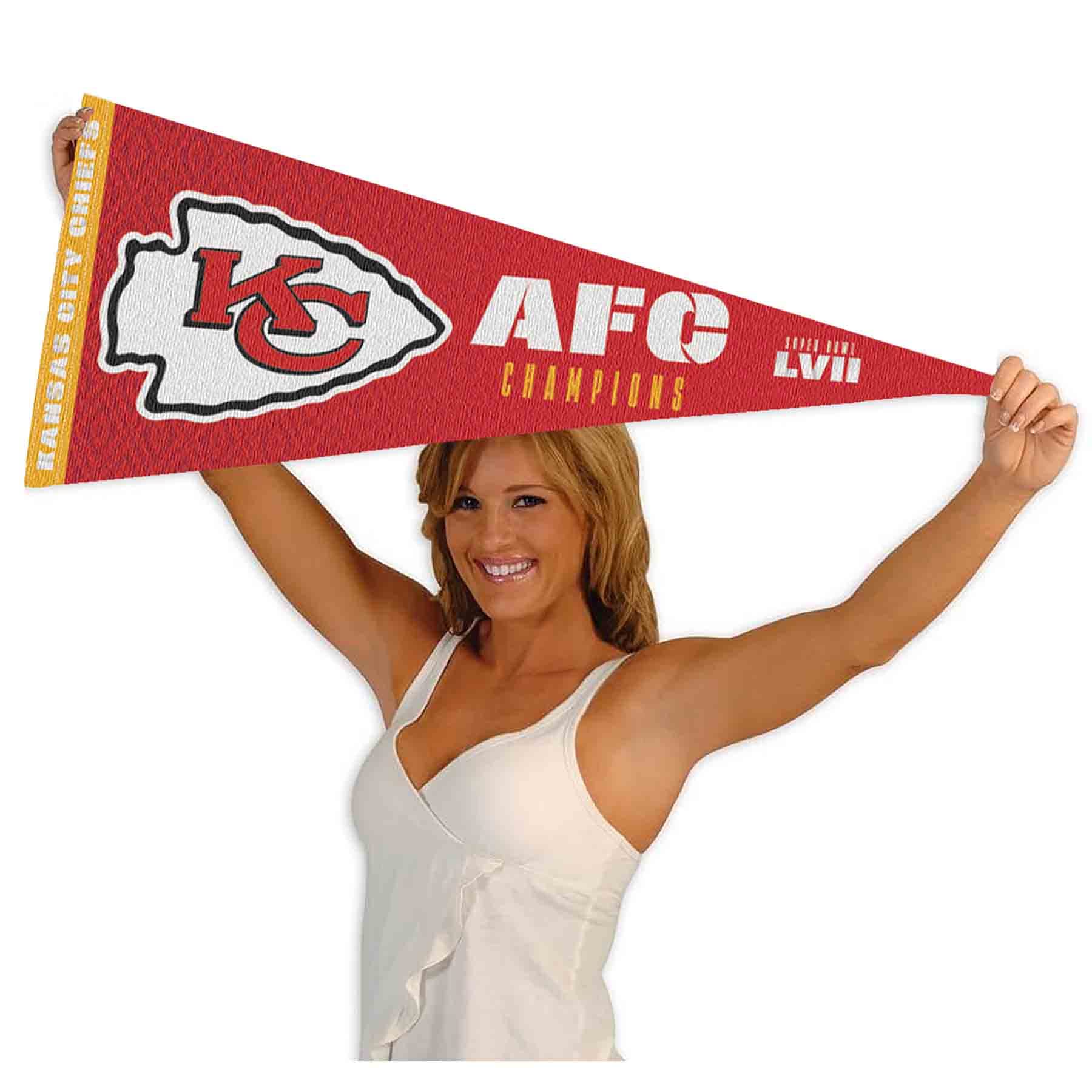 WinCraft Chiefs AFC Champions and Super Bowl 2023 LVII Bound Full Size Large Pennant - Sports Collectibles, Sports Memorabilia, Sports Fan Shop, Sports Gifts