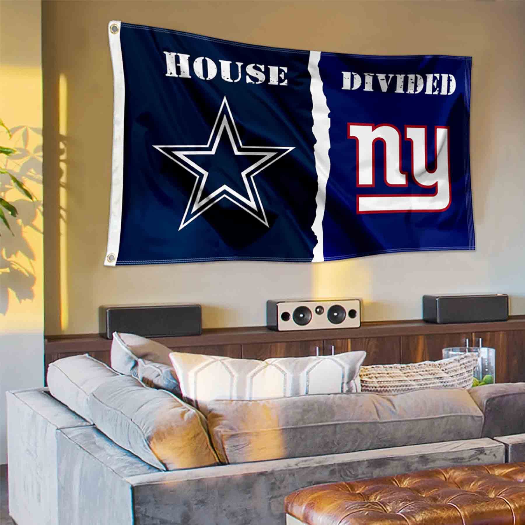 WinCraft Dallas and New York Giants House Divided Flag Rivalry Banner - Sports Collectibles, Sports Memorabilia, Sports Fan Shop, Sports Gifts