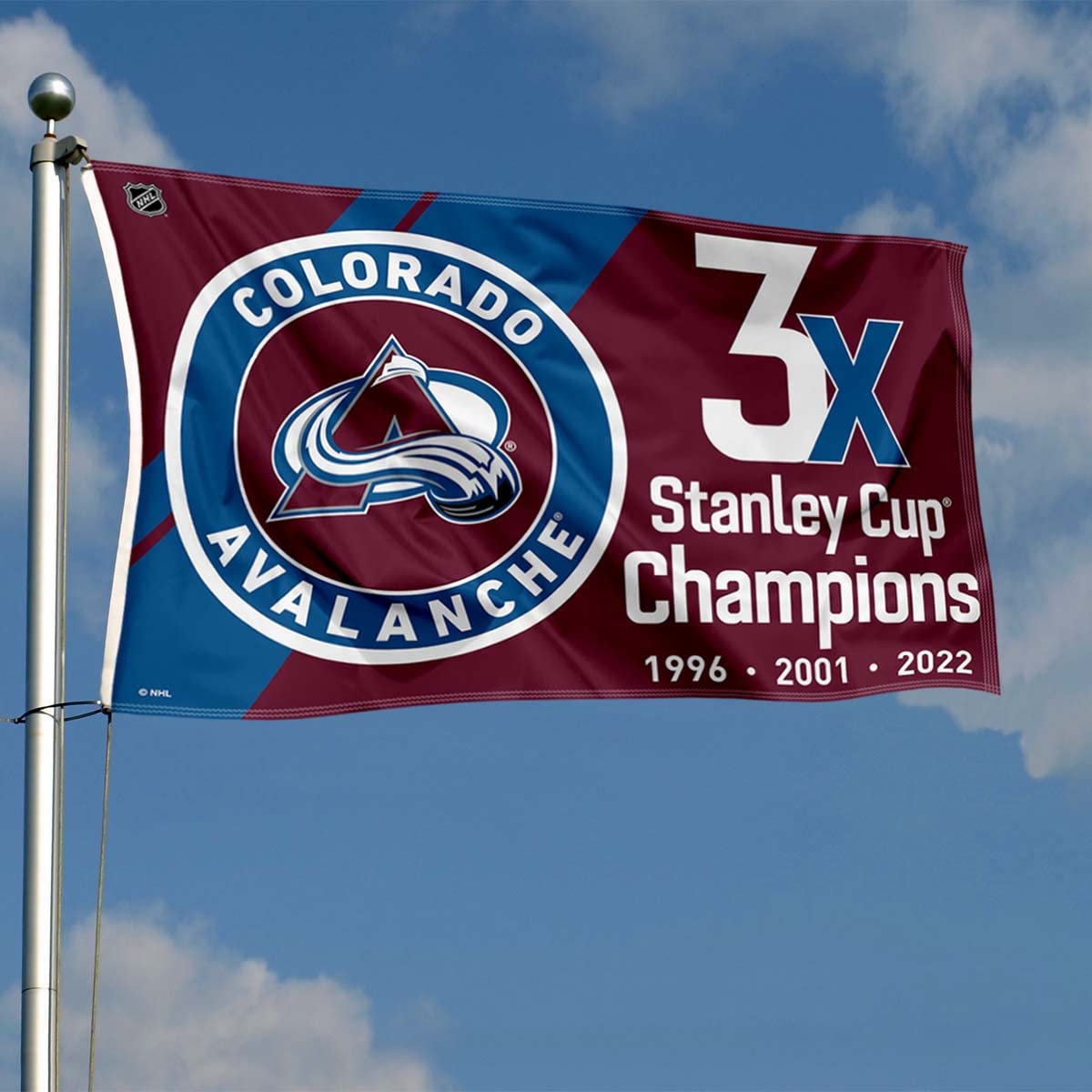 WinCraft Colorado Avalanche 3 Time and 2022 Cup Champions Grommet Flag - Sports Collectibles, Sports Memorabilia, Sports Fan Shop, Sports Gifts
