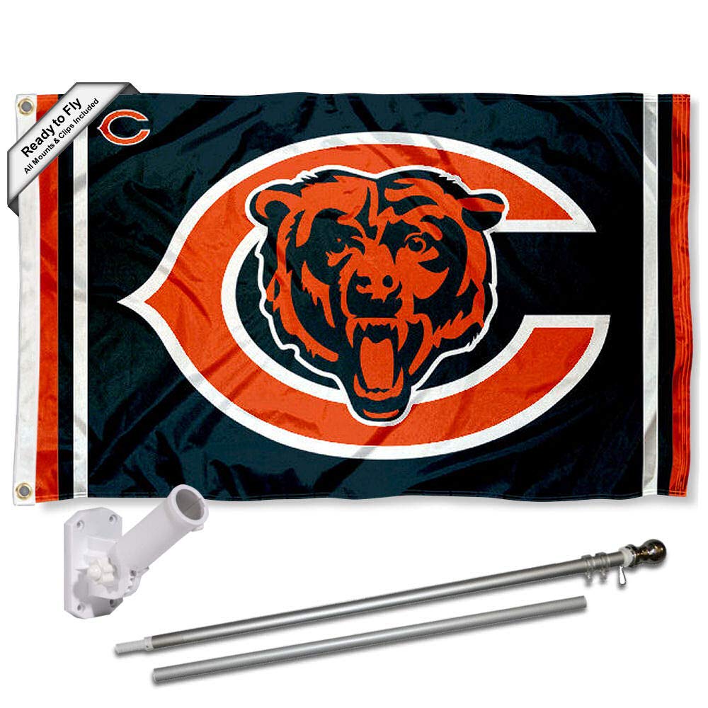 WinCraft Bears Dual Logo Flag Pole and Bracket Kit - Sports Collectibles, Sports Memorabilia, Sports Fan Shop, Sports Gifts