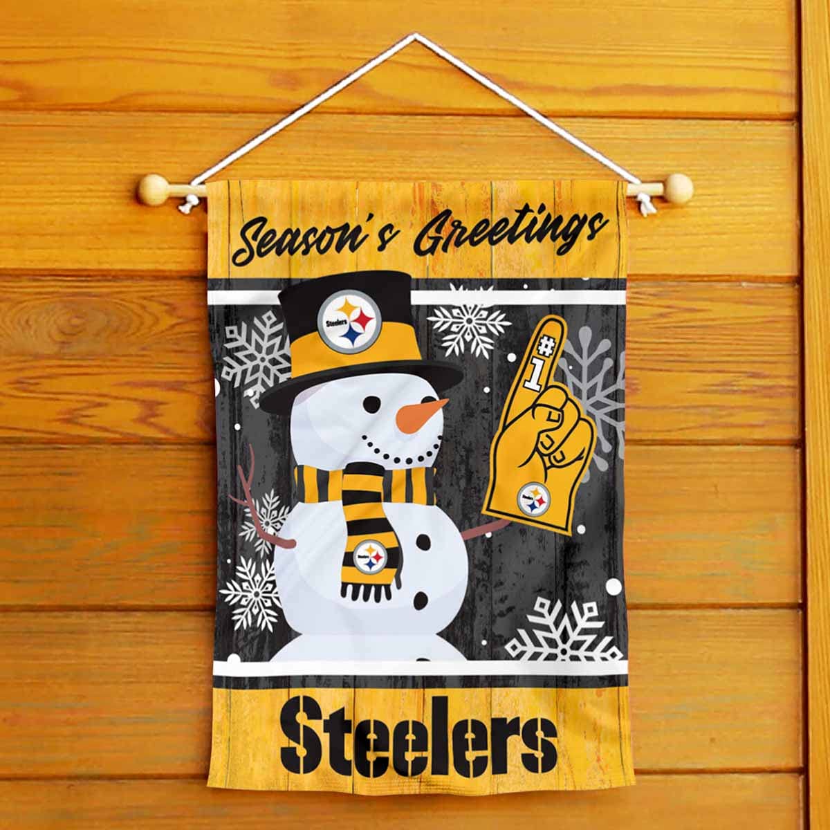Pittsburgh Steelers Holiday Winter Snow Garden Flag Double Sided Banner - Sports Collectibles, Sports Memorabilia, Sports Fan Shop, Sports Gifts