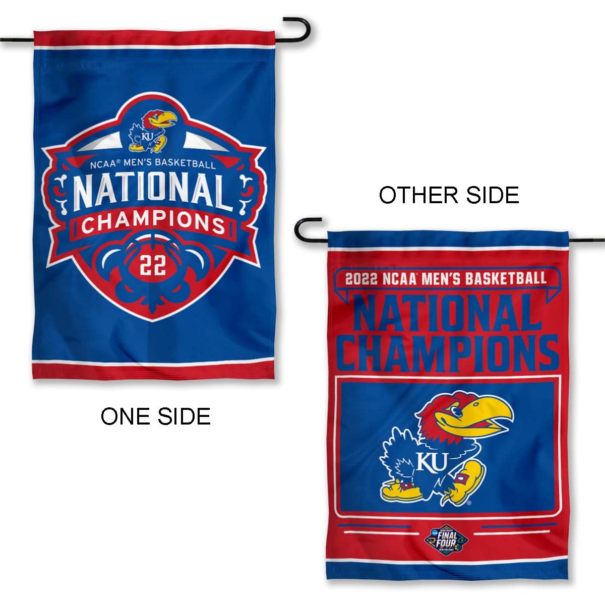 WinCraft Kansas KU Jayhawks College Basketball 2022 National Champions Double Sided Garden Banner - Sports Collectibles, Sports Memorabilia, Sports Fan Shop, Sports Gifts