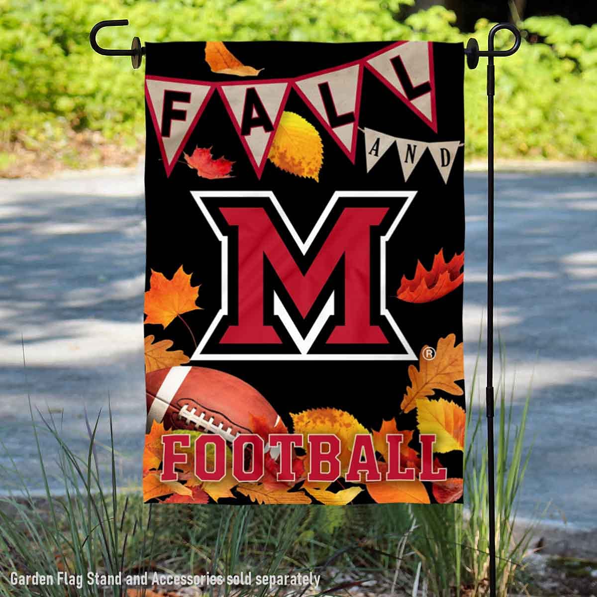 College Flags & Banners Co. Miami Redhawks Fall Leaves Football Season Garden Yard Flag - Sports Collectibles, Sports Memorabilia, Sports Fan Shop, Sports Gifts