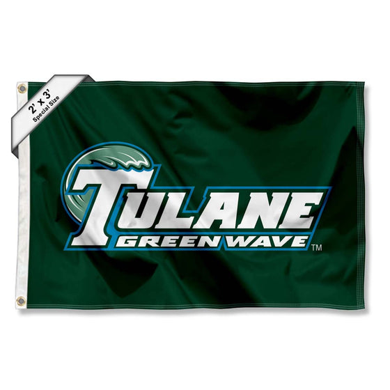 College Flags & Banners Co. Tulane Green Wave Small 2x3 Foot Flag - Sports Collectibles, Sports Memorabilia, Sports Fan Shop, Sports Gifts