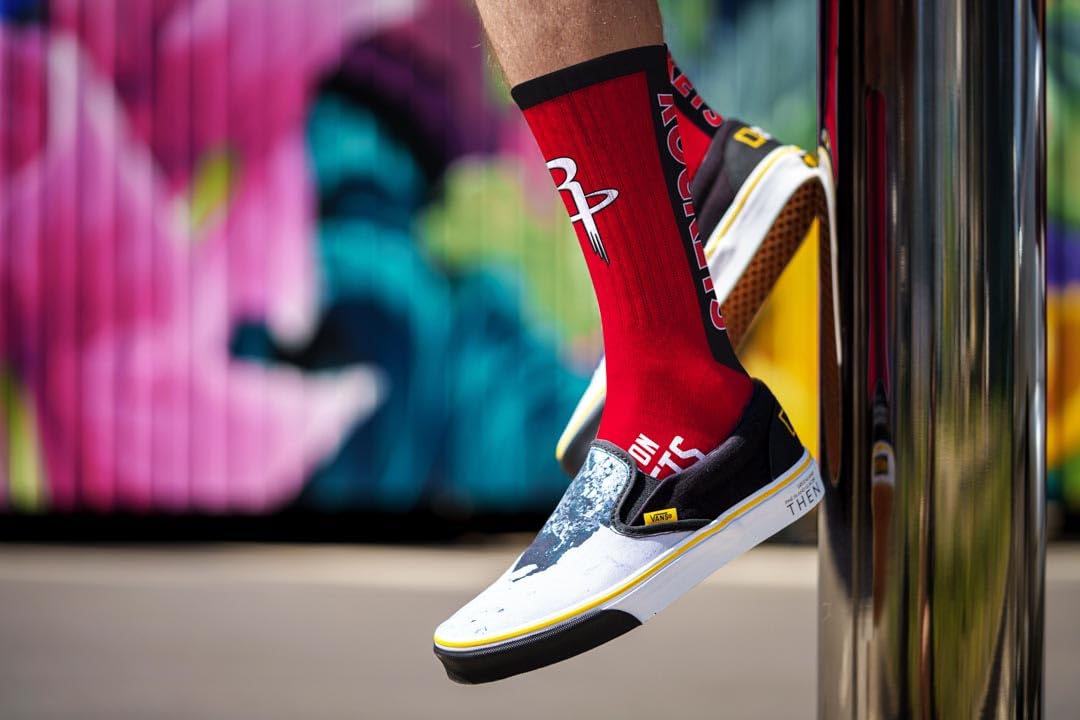 For Bare Feet NBA HOUSTON ROCKETS MVP Crew Sock Team Color Large