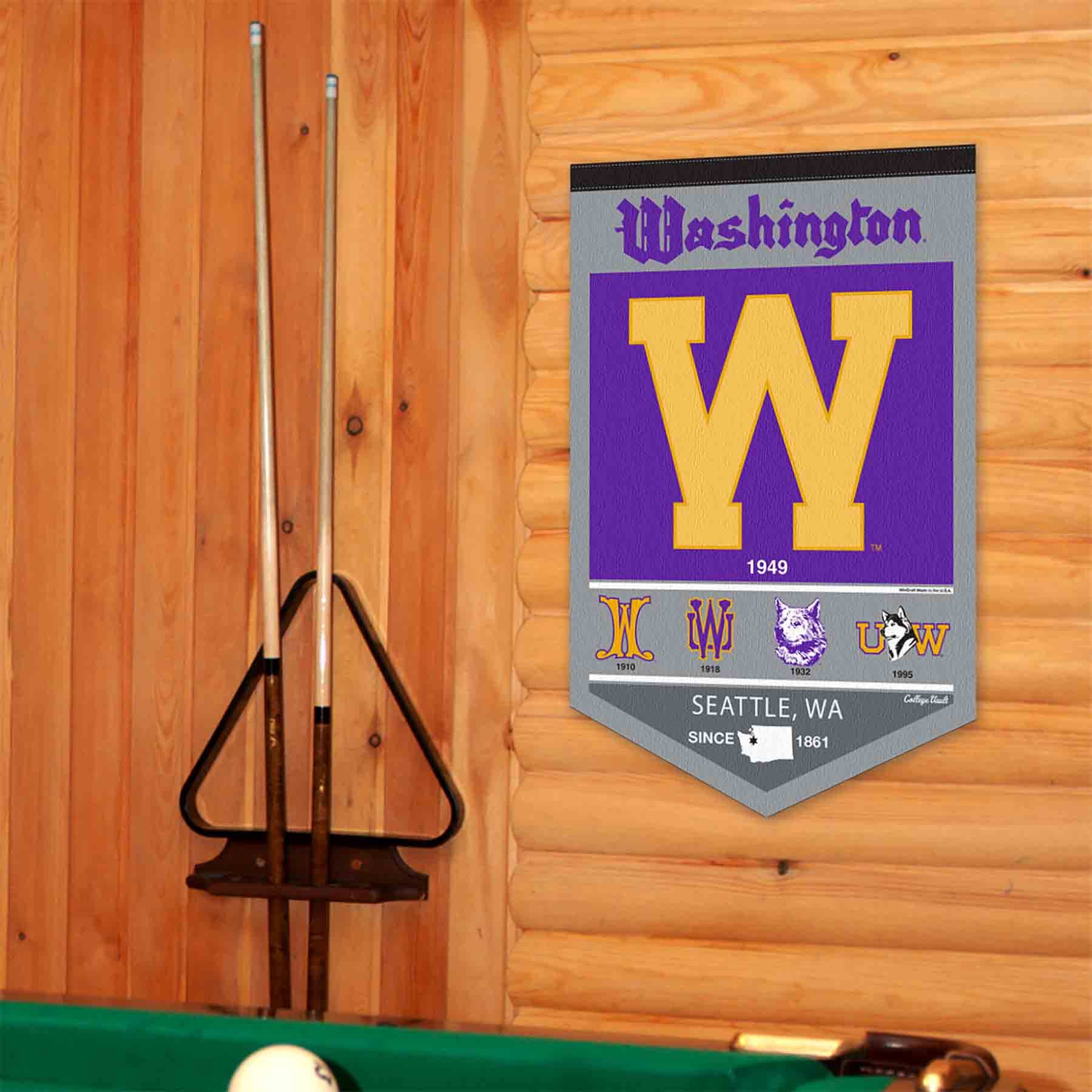 College Flags & Banners Co. Washington UW Huskies Heritage History Banner Pennant - Sports Collectibles, Sports Memorabilia, Sports Fan Shop, Sports Gifts