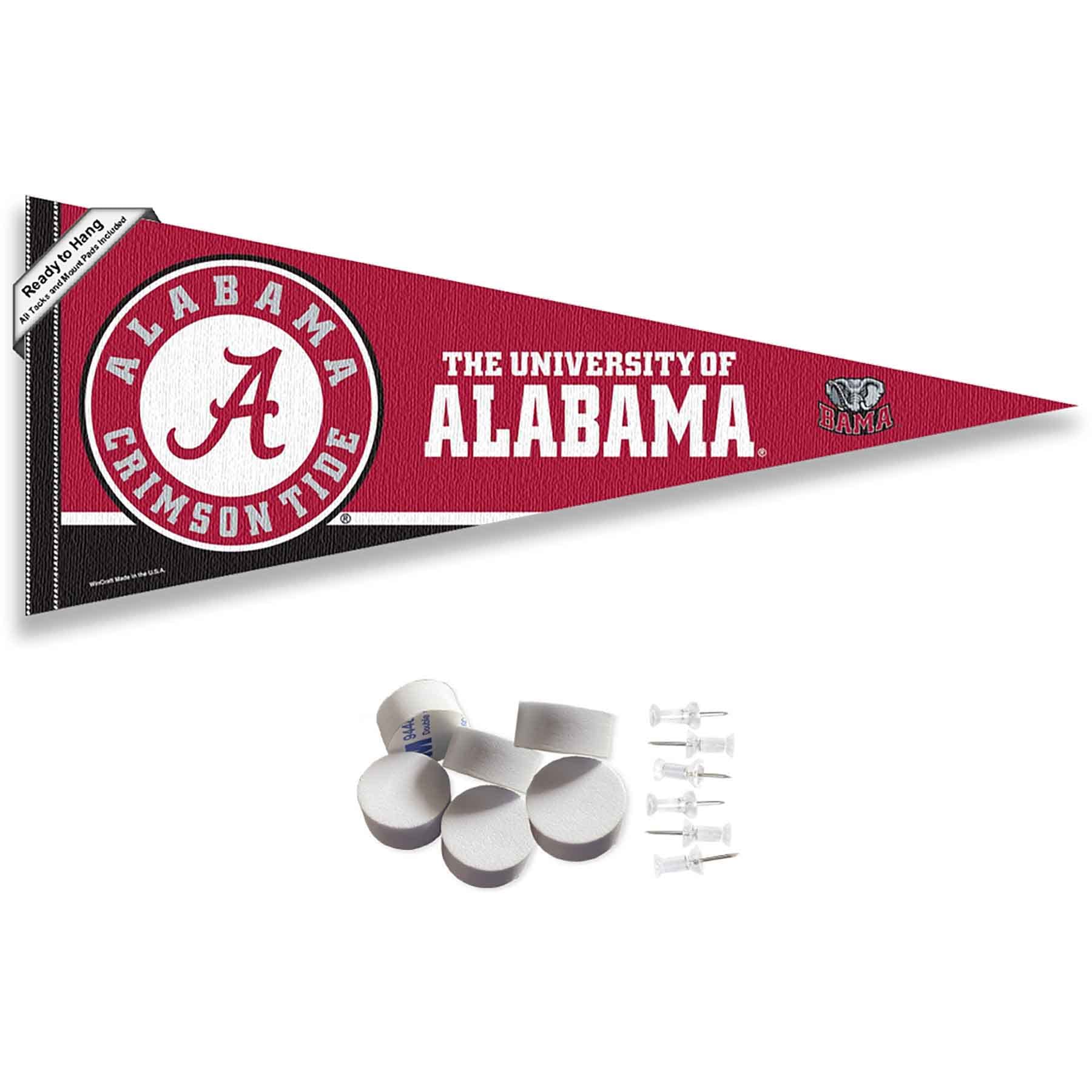 College Flags & Banners Co. Alabama Crimson Tide Circle Logo Pennant Flag and Wall Tack Mount Pads - Sports Collectibles, Sports Memorabilia, Sports Fan Shop, Sports Gifts