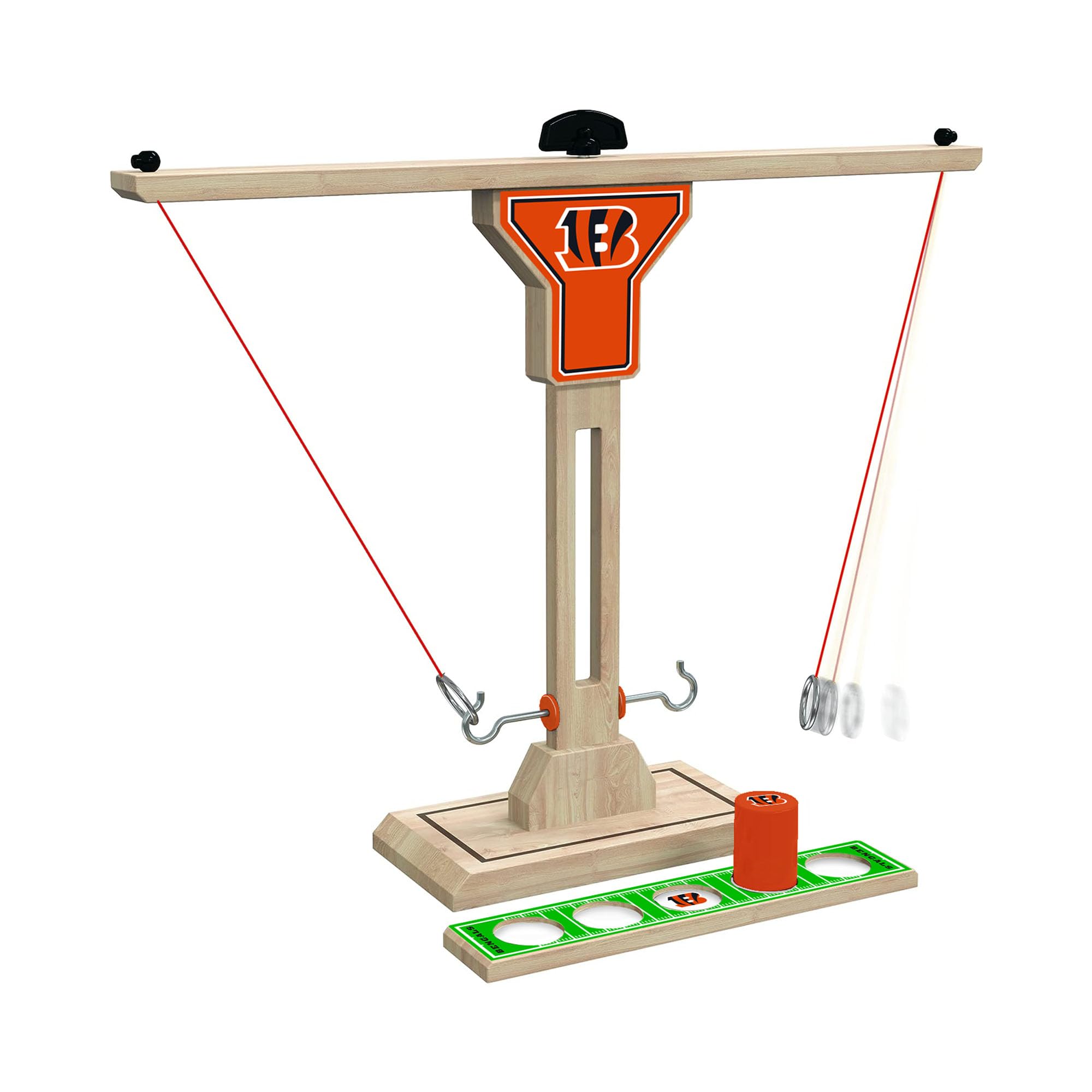Wild Sports NFL Cincinnati Bengals Wooden Ring Swing Battle - Head-to-Head Ring Toss Hook & Ring Game for NFL Fans - Sports Collectibles, Sports Memorabilia, Sports Fan Shop, Sports Gifts