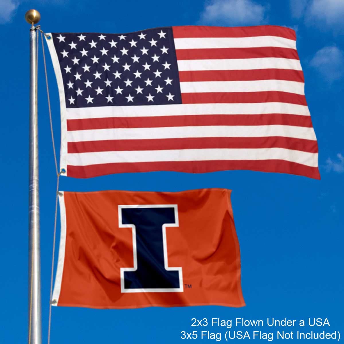 College Flags & Banners Co. Illinois Fighting Illini Small 2x3 Foot Flag - Sports Collectibles, Sports Memorabilia, Sports Fan Shop, Sports Gifts