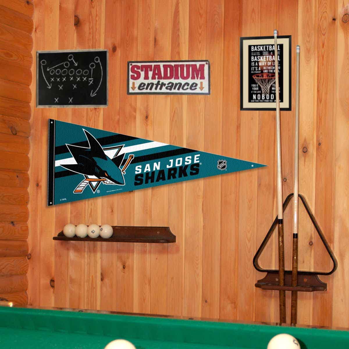San Jose Sharks Pennant Flag and Wall Tack Pads Mounts - Sports Collectibles, Sports Memorabilia, Sports Fan Shop, Sports Gifts