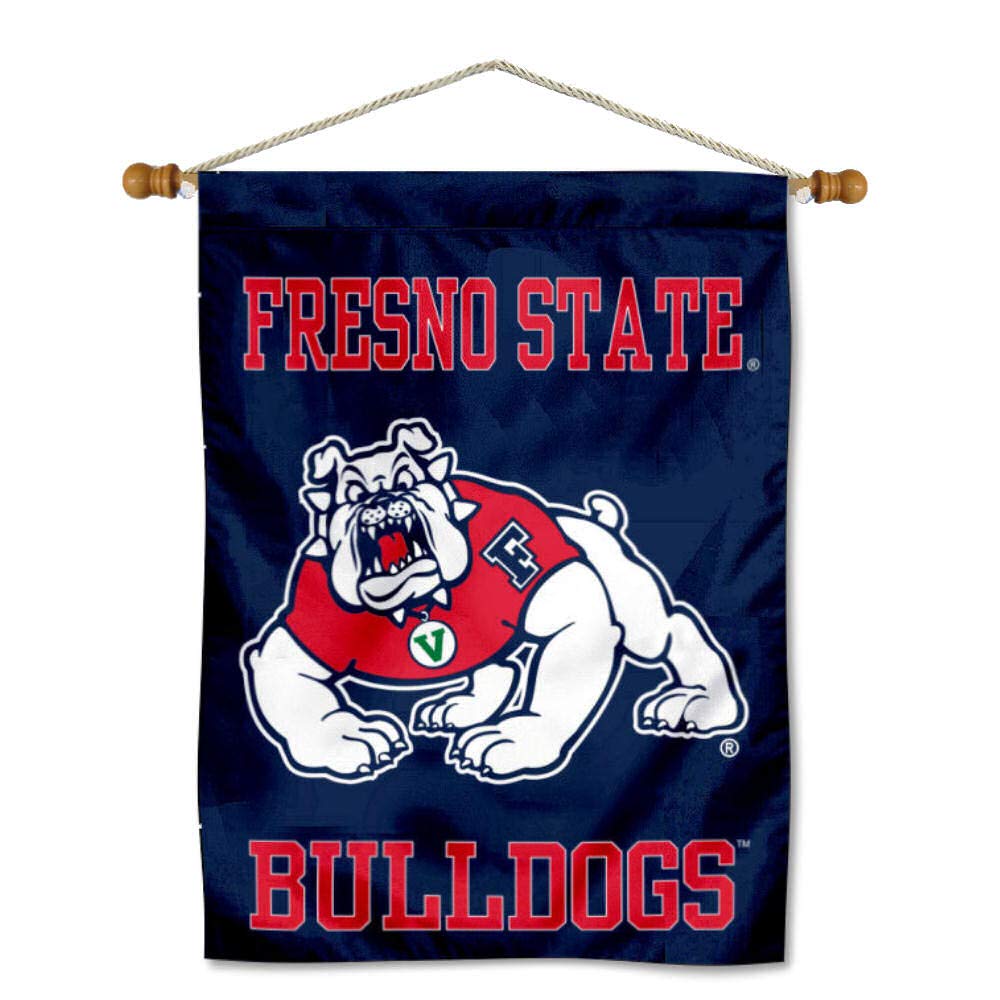 College Flags & Banners Co. Fresno State Bulldogs Double Sided House Flag and Wood Banner Pole Set - Sports Collectibles, Sports Memorabilia, Sports Fan Shop, Sports Gifts