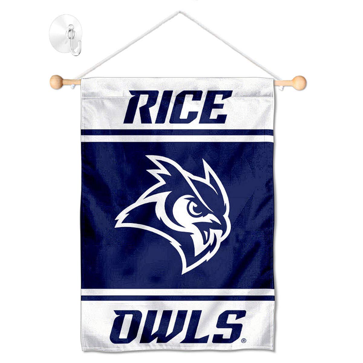 College Flags & Banners Co. Rice Owls Window Wall Banner Hanging Flag with Suction Cup - Sports Collectibles, Sports Memorabilia, Sports Fan Shop, Sports Gifts