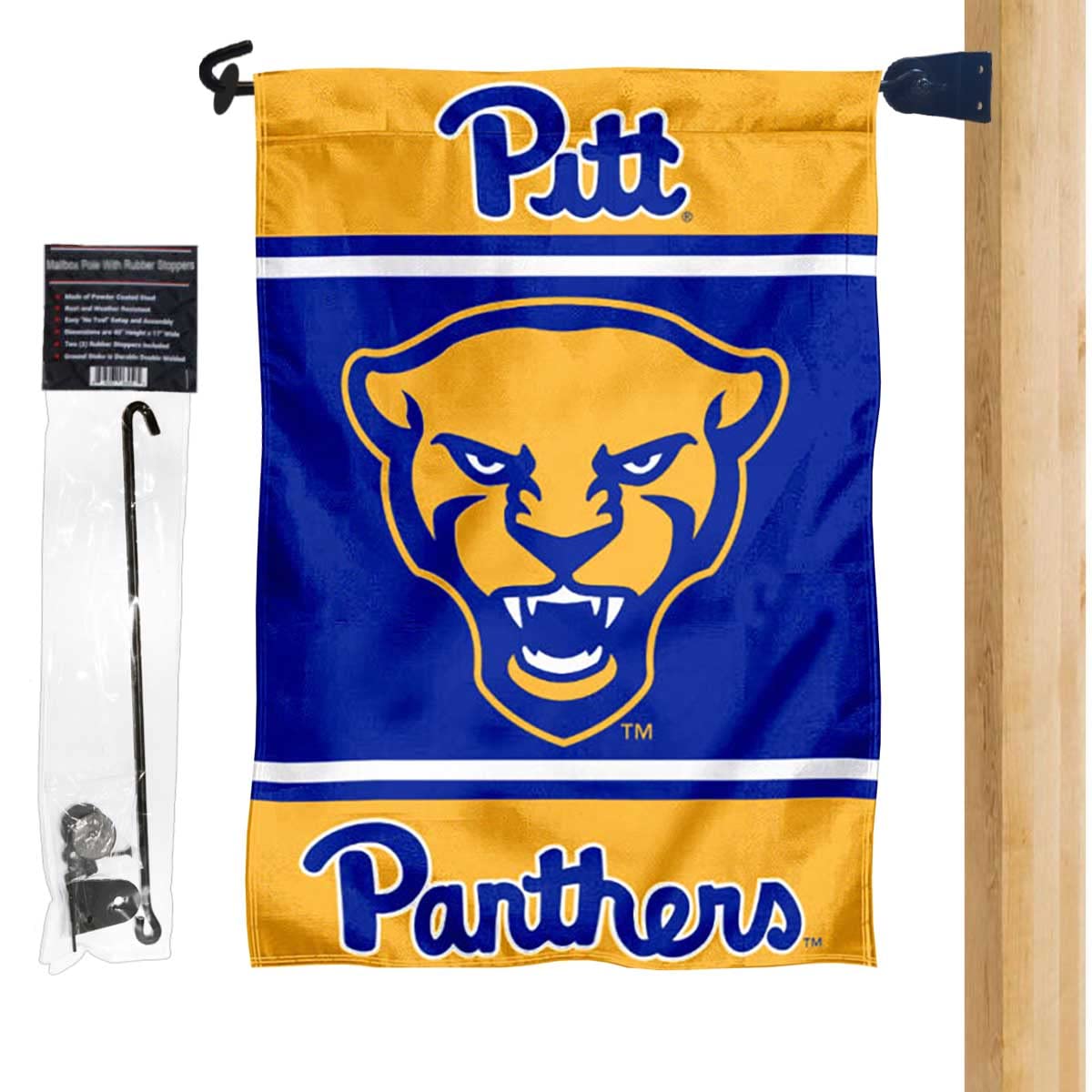 Pittsburgh Panthers Garden Flag and Mailbox Post Pole Mount Holder Set - Sports Collectibles, Sports Memorabilia, Sports Fan Shop, Sports Gifts