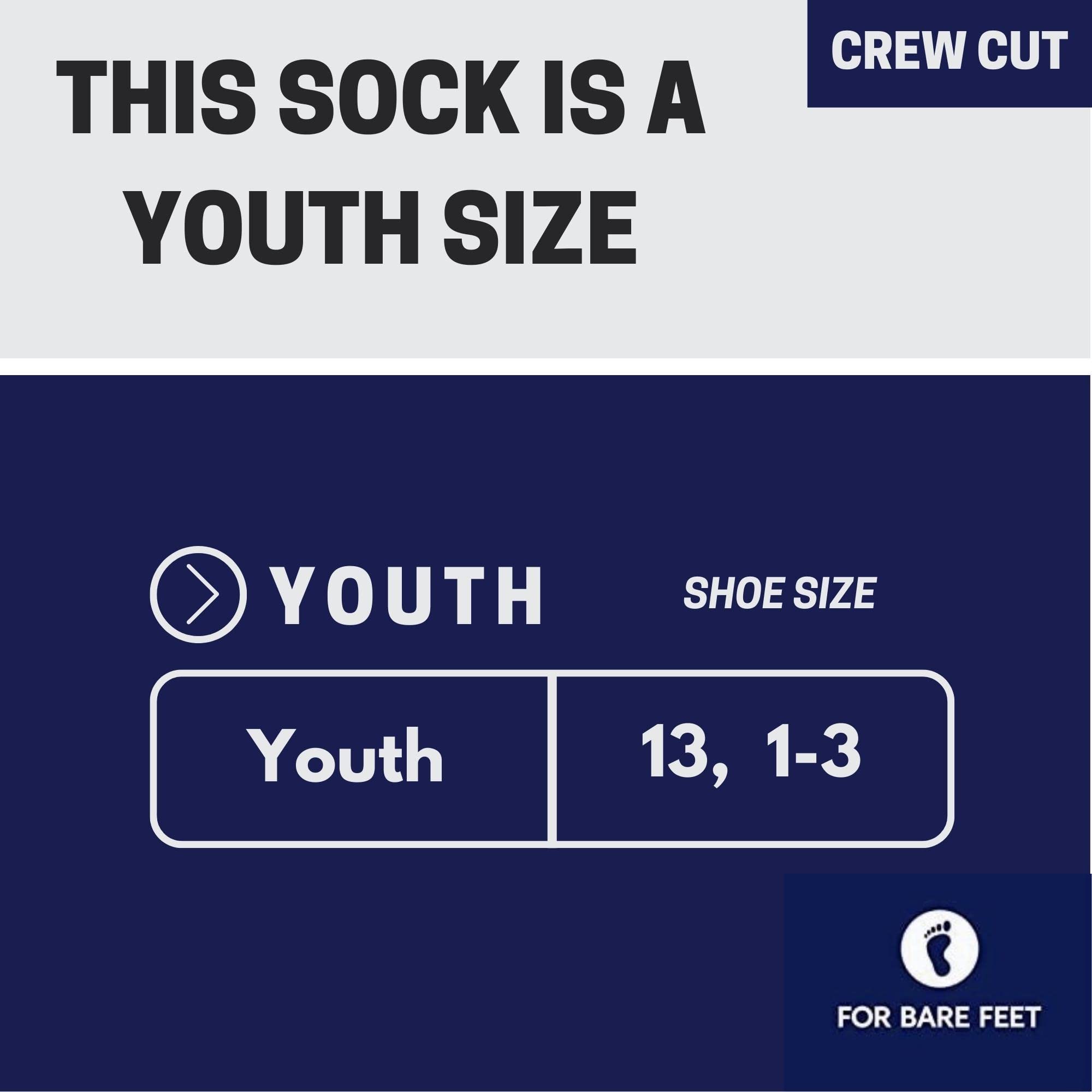 For Bare Feet NFL Youth 4 Stripe Deuce Crew Sock, Cleveland Browns, One Size - Sports Gifts, Sports Memorabilia, Sports Collectibles, Fan Shop