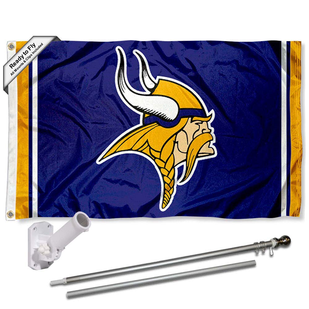 WinCraft Minnesota Vikings Flag Pole and Bracket Kit - Sports Collectibles, Sports Memorabilia, Sports Fan Shop, Sports Gifts