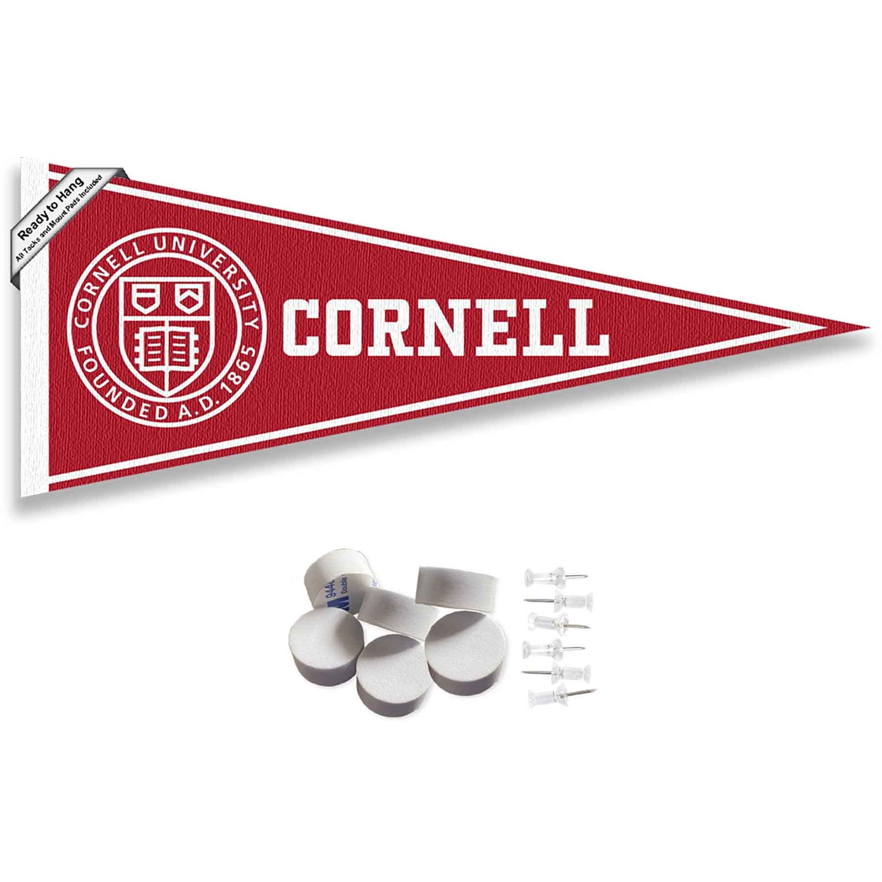College Flags & Banners Co. Cornell Big Red Pennant Flag and Wall Tack Mount Pads - Sports Collectibles, Sports Memorabilia, Sports Fan Shop, Sports Gifts