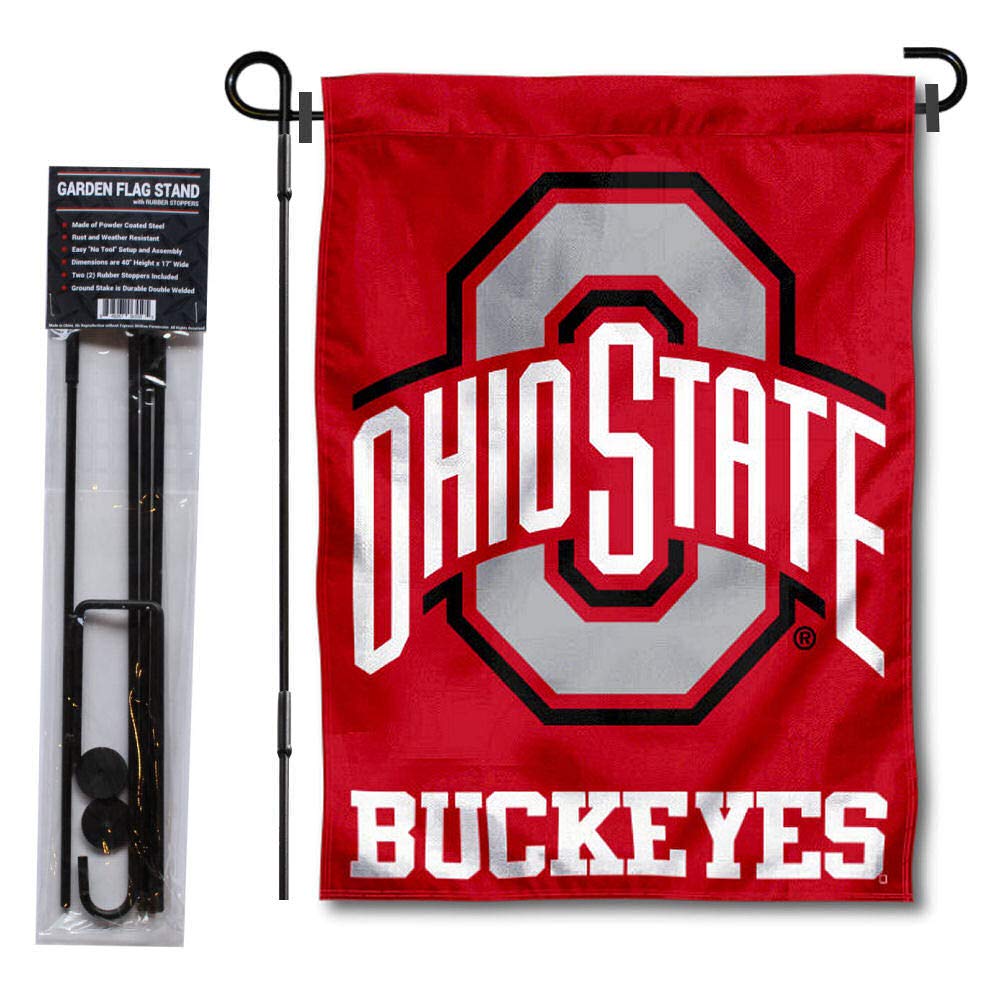 College Flags & Banners Co. Ohio State Buckeyes Garden Flag with Stand Holder - Sports Collectibles, Sports Memorabilia, Sports Fan Shop, Sports Gifts
