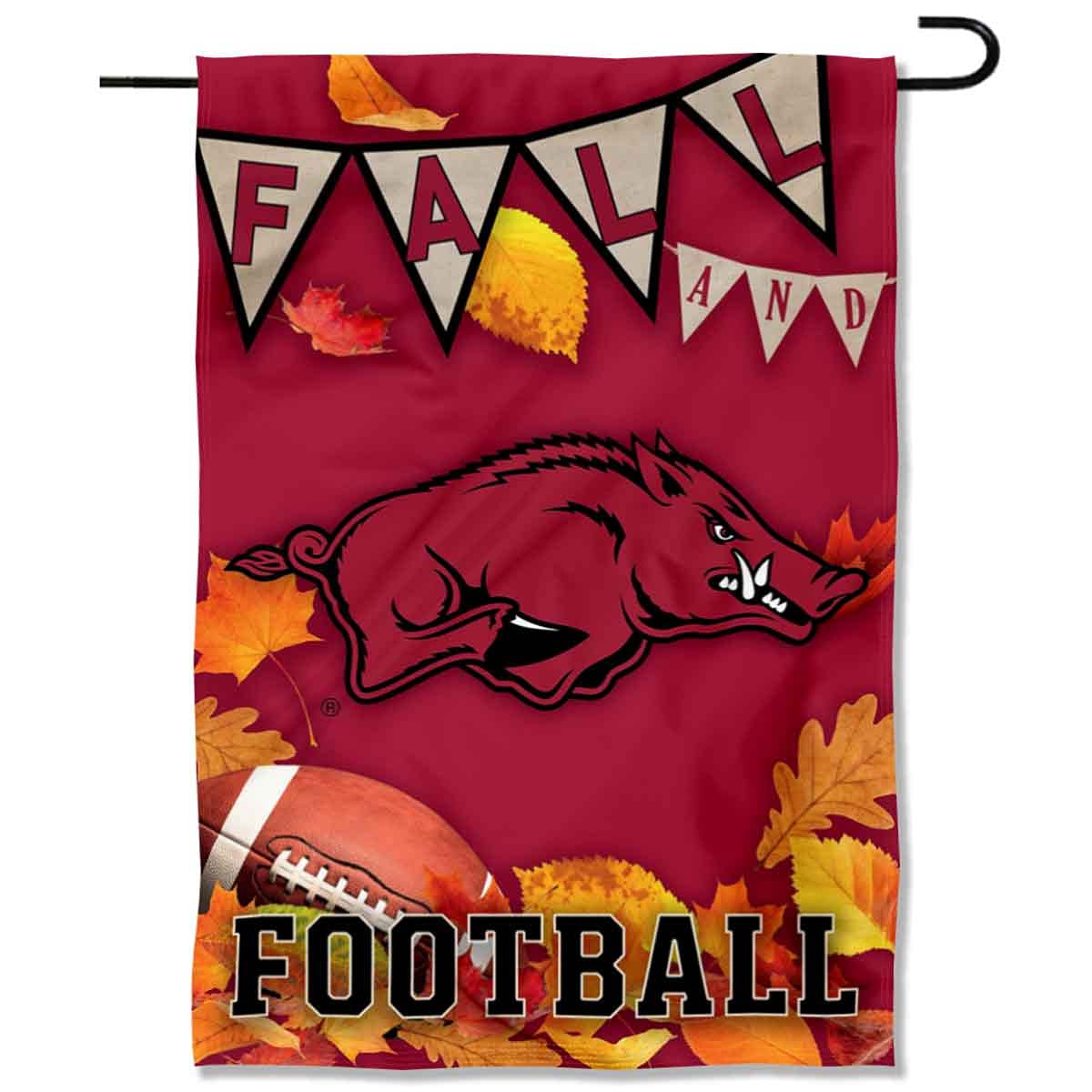 College Flags & Banners Co. Arkansas Razorbacks Fall Leaves Football Season Garden Yard Flag - Sports Collectibles, Sports Memorabilia, Sports Fan Shop, Sports Gifts
